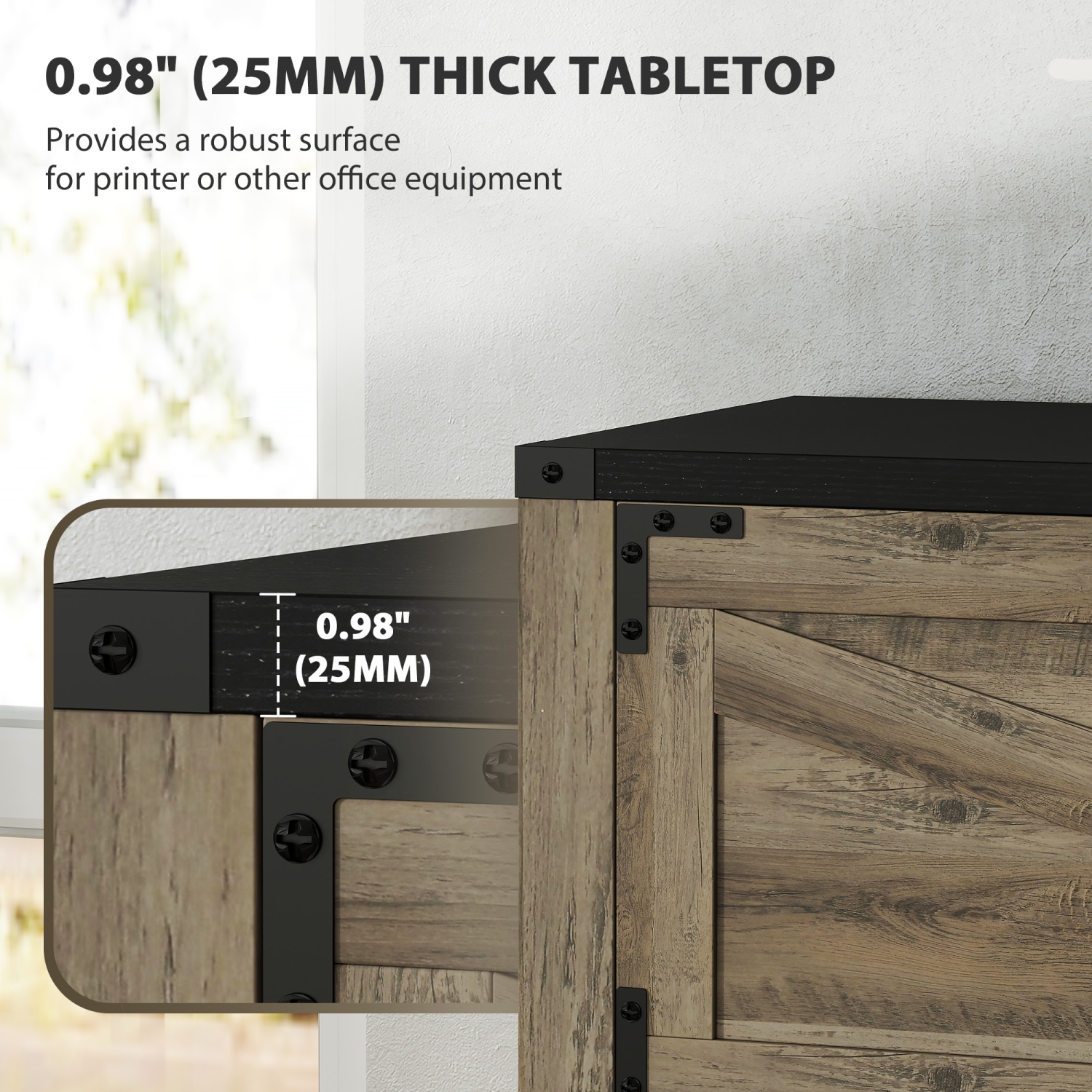 HOMCOM File Cabinet with 2 Drawers, Farmhouse Lateral Filing Cabinet with Adjustable Hanging Bars for Letter, A4 and Legal Size, Printer Stand for