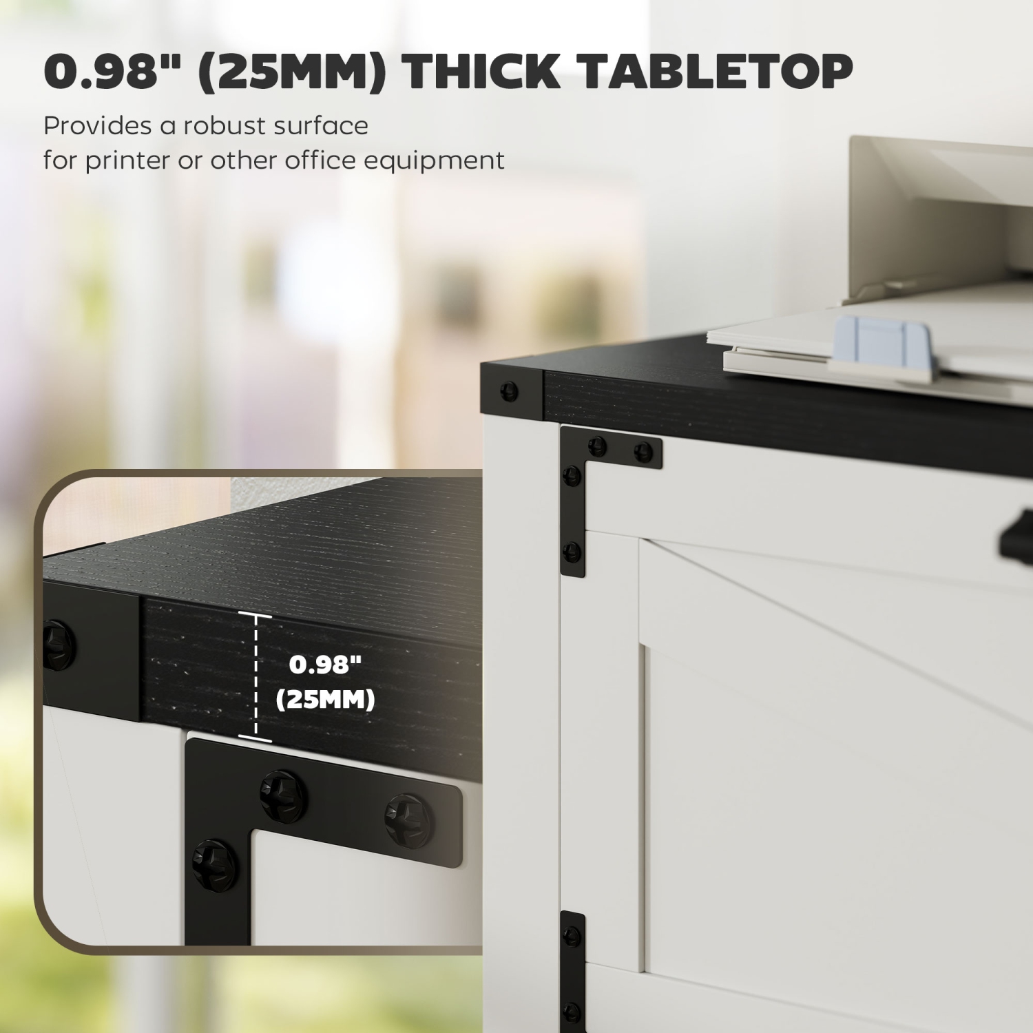 HOMCOM – Classeur à 3 tiroirs, classeur latéral Farmhouse avec barres de suspension réglables pour formats lettre, A4 et légal, support pour