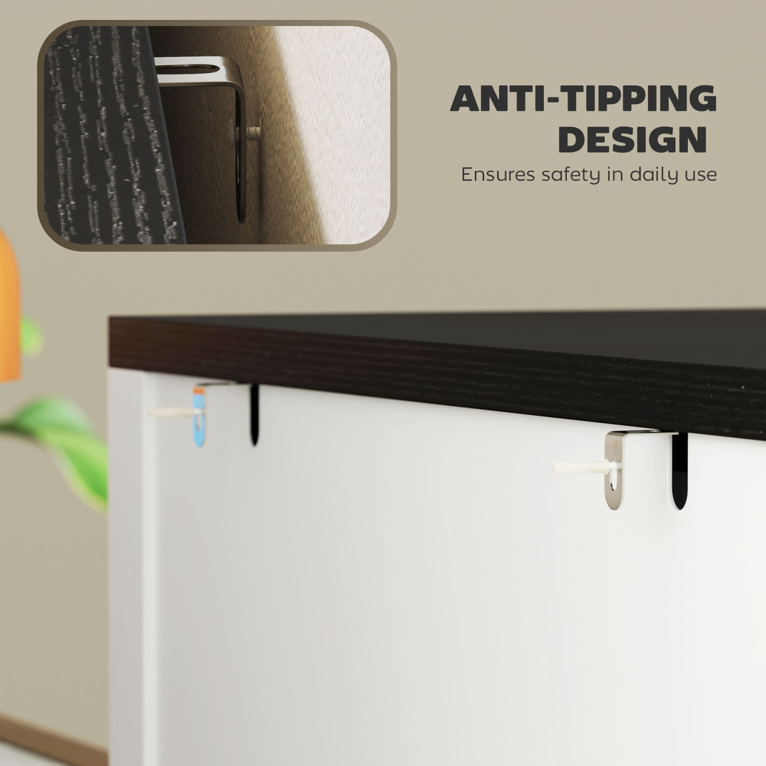 HOMCOM – Classeur à 3 tiroirs, classeur latéral Farmhouse avec barres de suspension réglables pour formats lettre, A4 et légal, support pour