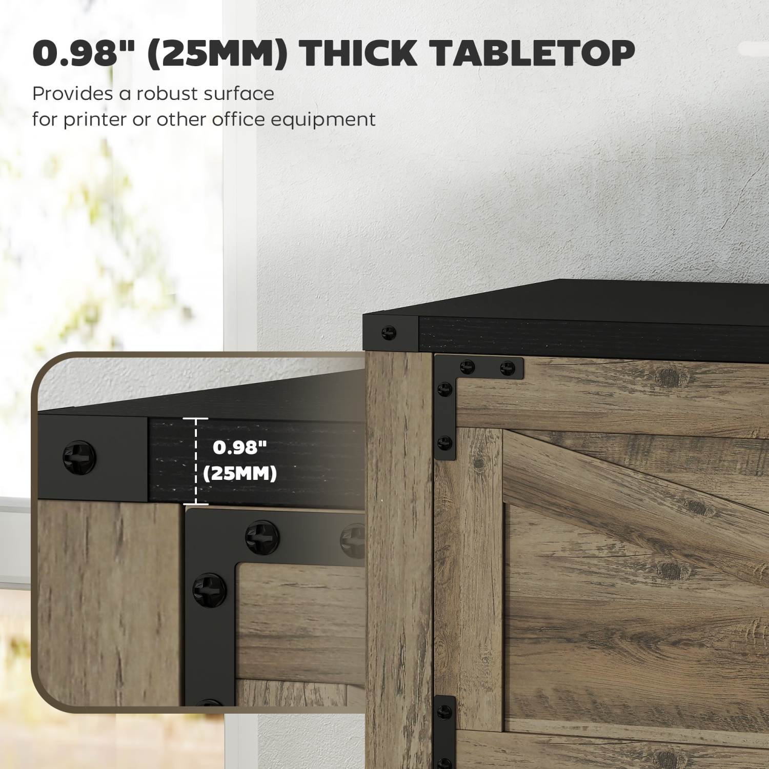 Classeur à 3 tiroirs de HOMCOM, classeur latéral Farmhouse avec barres de suspension réglables pour formats lettre, A4 et légal, support pour