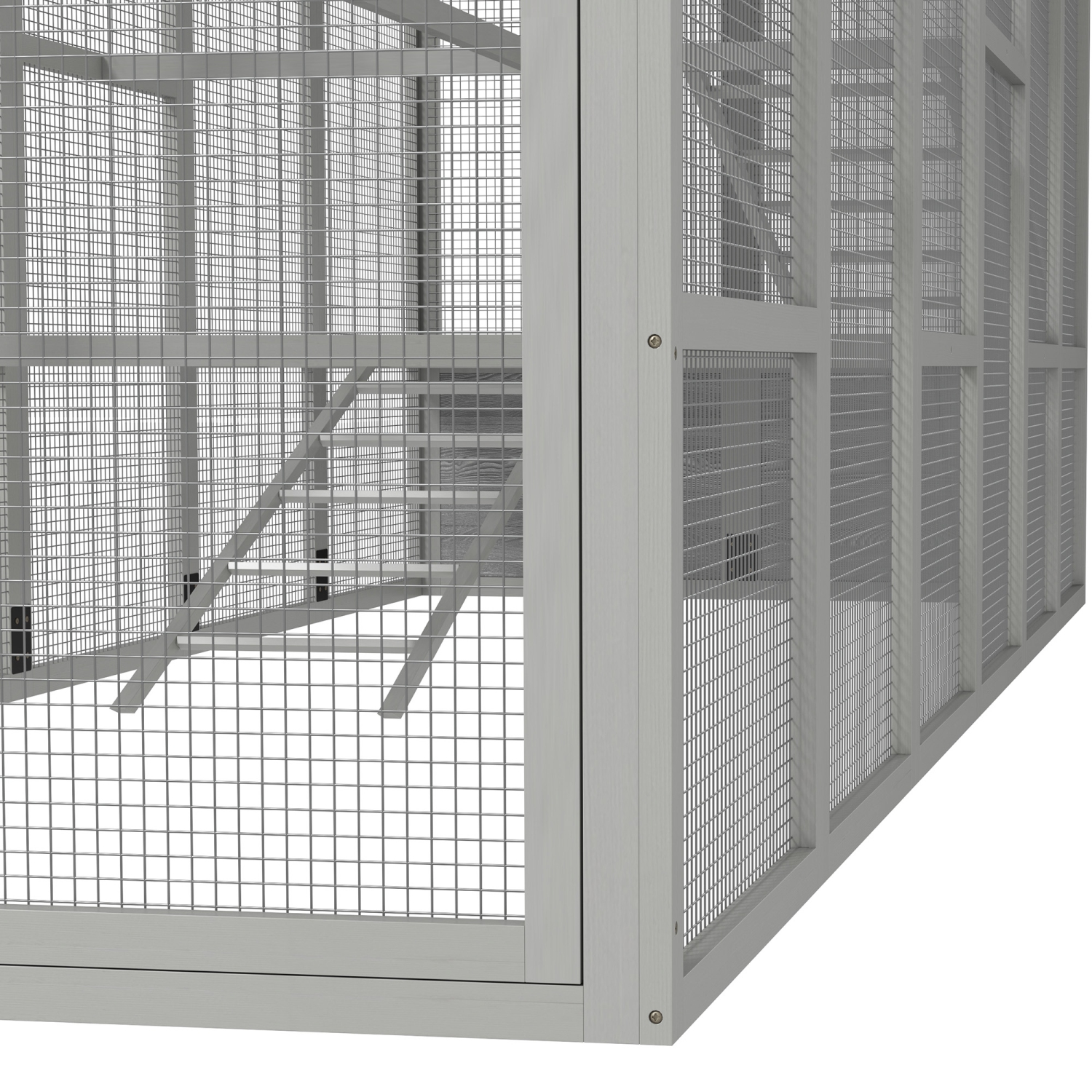 PawHut Outdoor Wooden Chicken Coop with Run, Ramps, Perches, Storage, Backyard Hen House with Combinable Design for 6 - 10 Chickens, 142" x 48" x