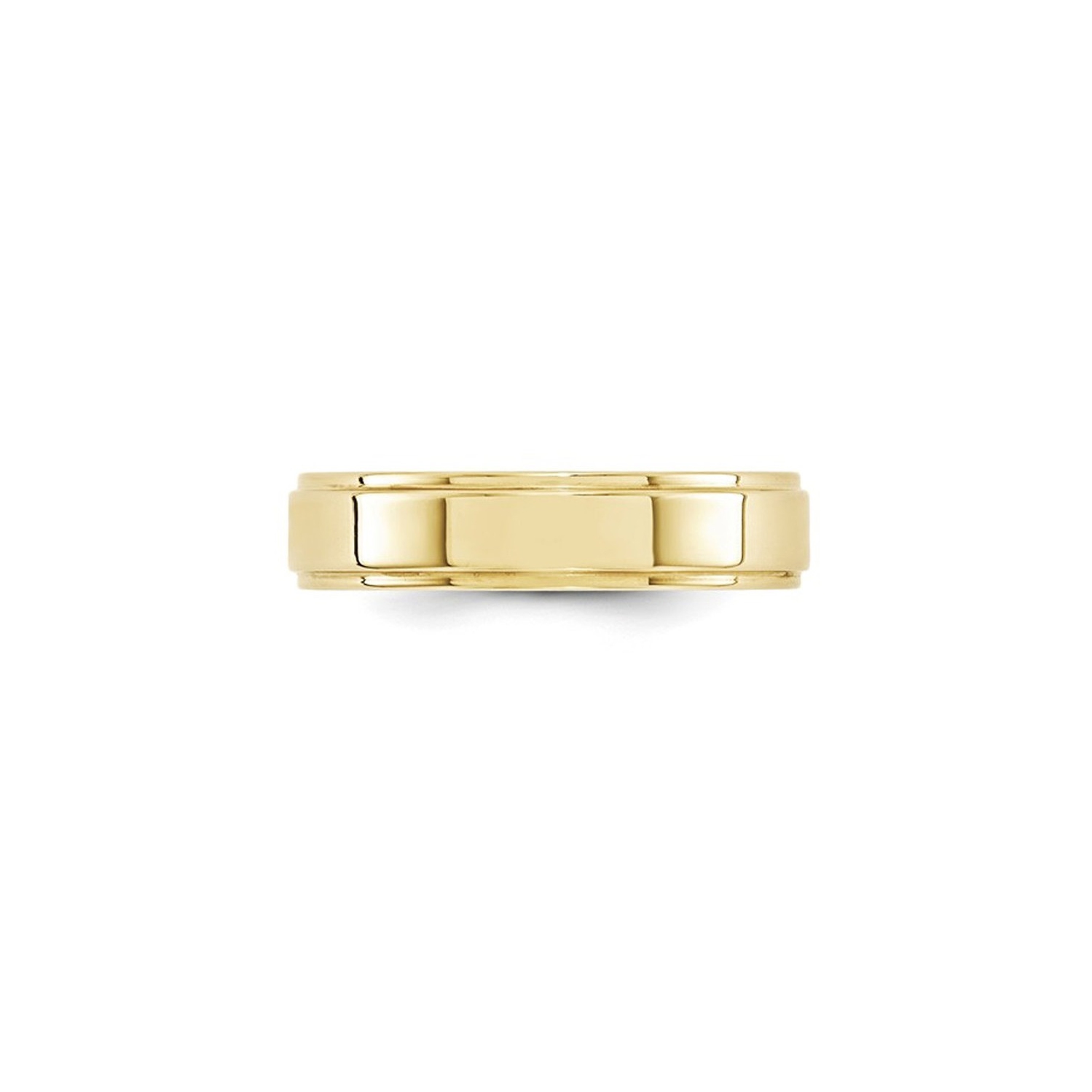 Ladies or Mens 10K Yellow Gold 5mm Flat Wedding Band Ring with Step Edge