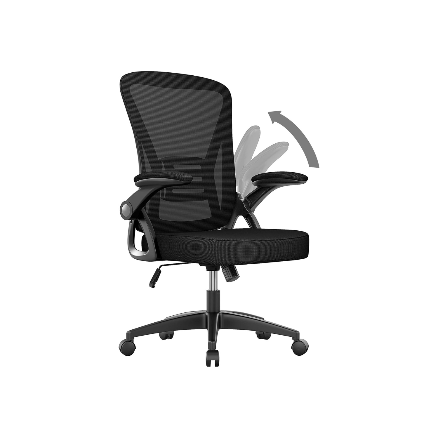Mid Back Office Chair,Ergonomic Desk Chair with Adjustable Height, Flip-Up Arms and Lumbar Support, Breathable Mesh Computer for Home