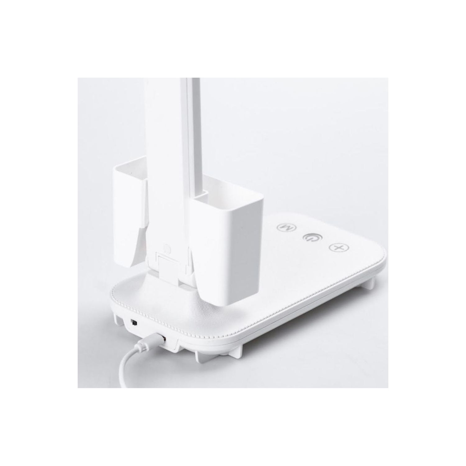 Lampe-réveil LED rechargeable avec deux têtes, éclairage grand-angle Porte-téléphone Horloge numérique Porte-stylo amovible