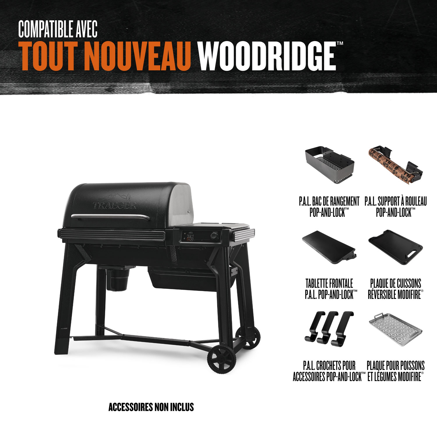 Barbecue et fumoir à granules de bois Woodridge de Traeger - Noir