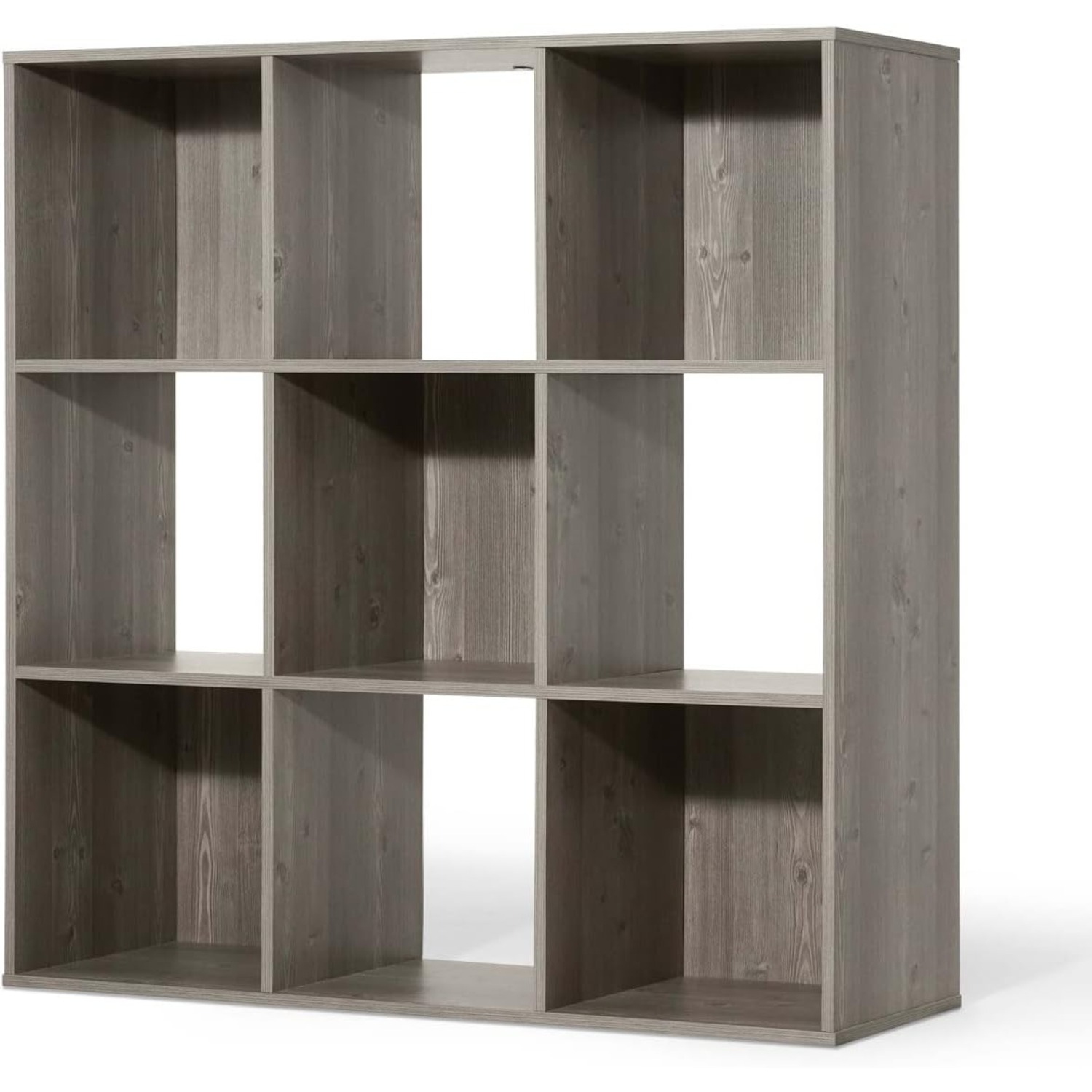 CAPHAUS Sturdy Room 11-Inch Cube Storage Organizer Shelf, with Thick Exterior Edge, Storage Shelf Divider w/Back, Bookcase,9-Cube, Rustic Grey Oak