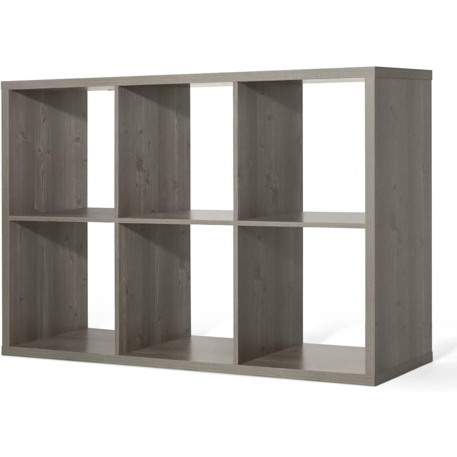 CAPHAUS Sturdy Room 13-Inch Cube Storage Organizer Shelf, with Extra Thick Exterior Edge, Open Storage Shelf Divider, Bookcase, 6-Cube, Rustic Grey