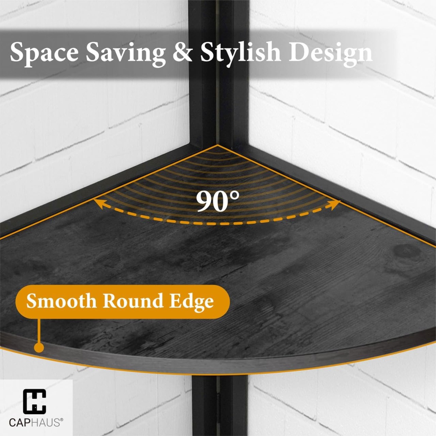 CAPHAUS Tall Corner Shelf Stand, 5-Tier Display Shelves, Ladder Corner Wood Storage Plant Bookshelf with Metal Frame, Versatile Shelving Unit