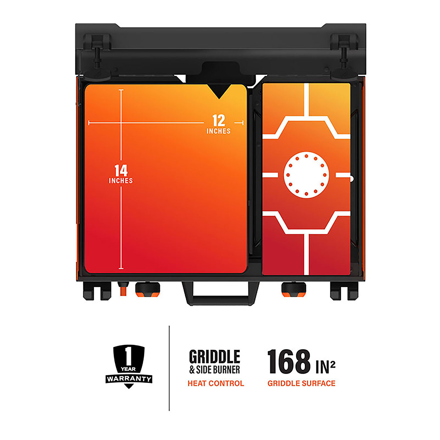 Blackstone Adventure Ready 14" 14400 BTU Propane Portable Griddle with Side Burner