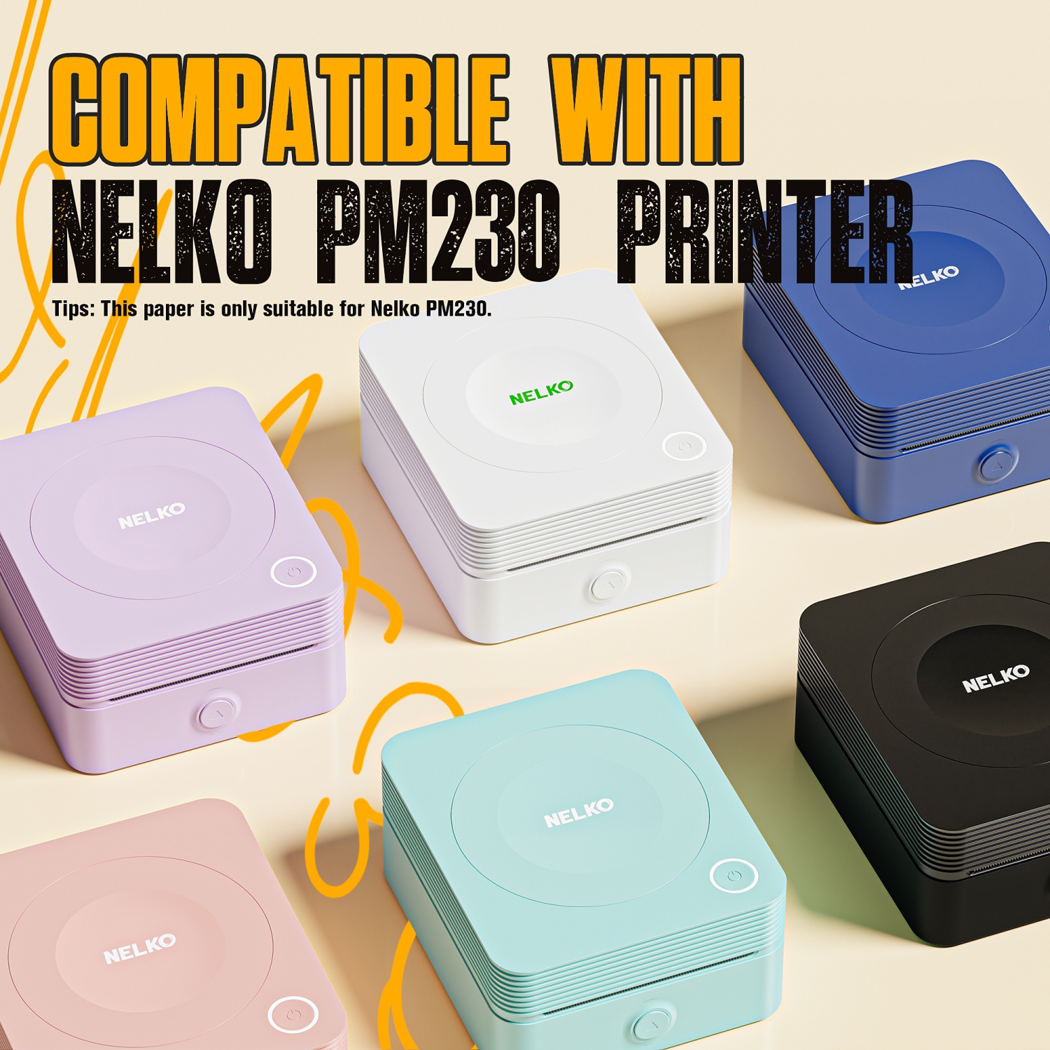 Nelko Genuine Self-Adhesive Thermal Printer Stickers, Compatible with PM230 Mini Sticker Printer, 54mmx3.5m, 3 Rolls