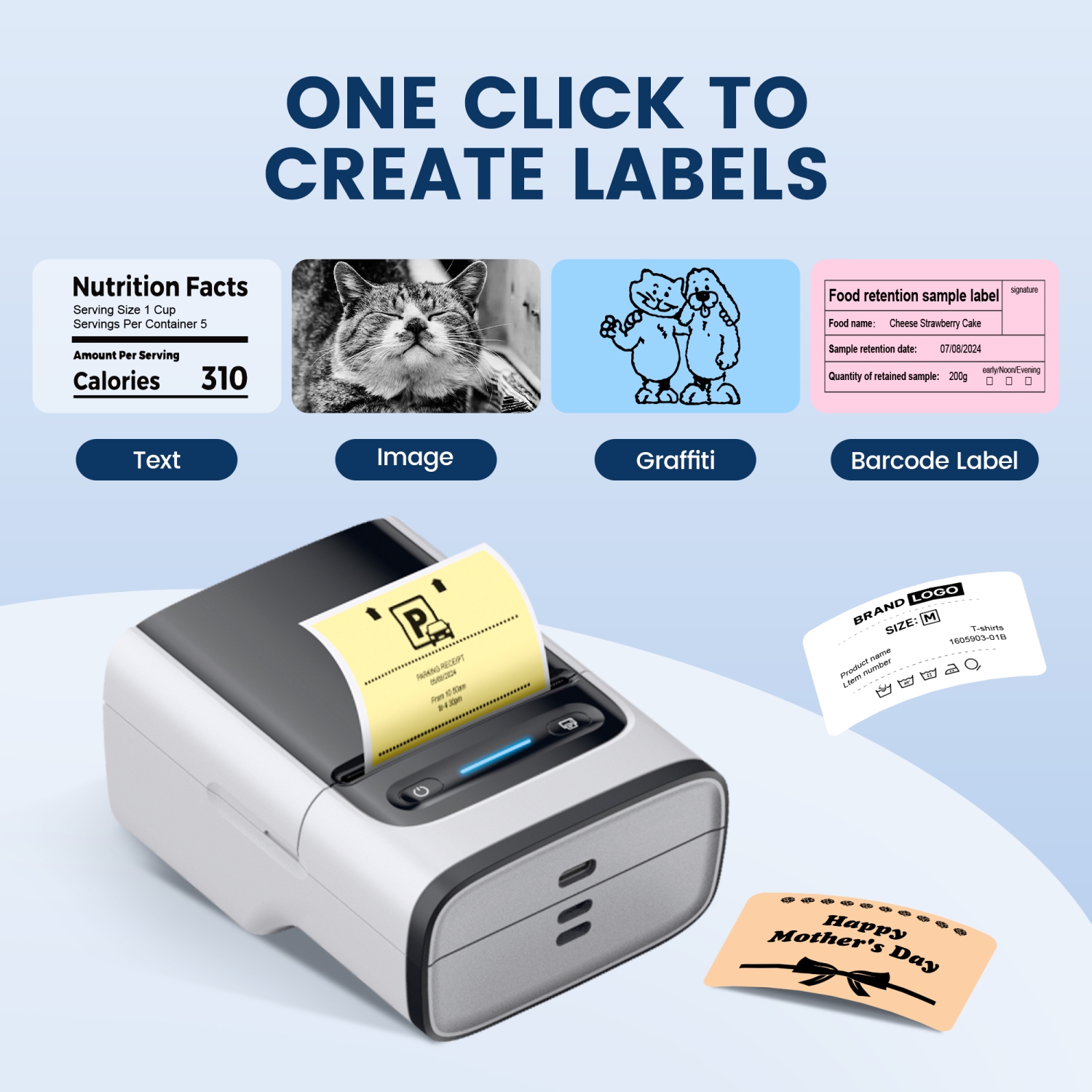 Label Maker Machine with Tape, PM220 Bluethooth Label Printer, 2 Inch Portable Thermal Printer for Small Business, Address, Logo, Clothing, Sticker