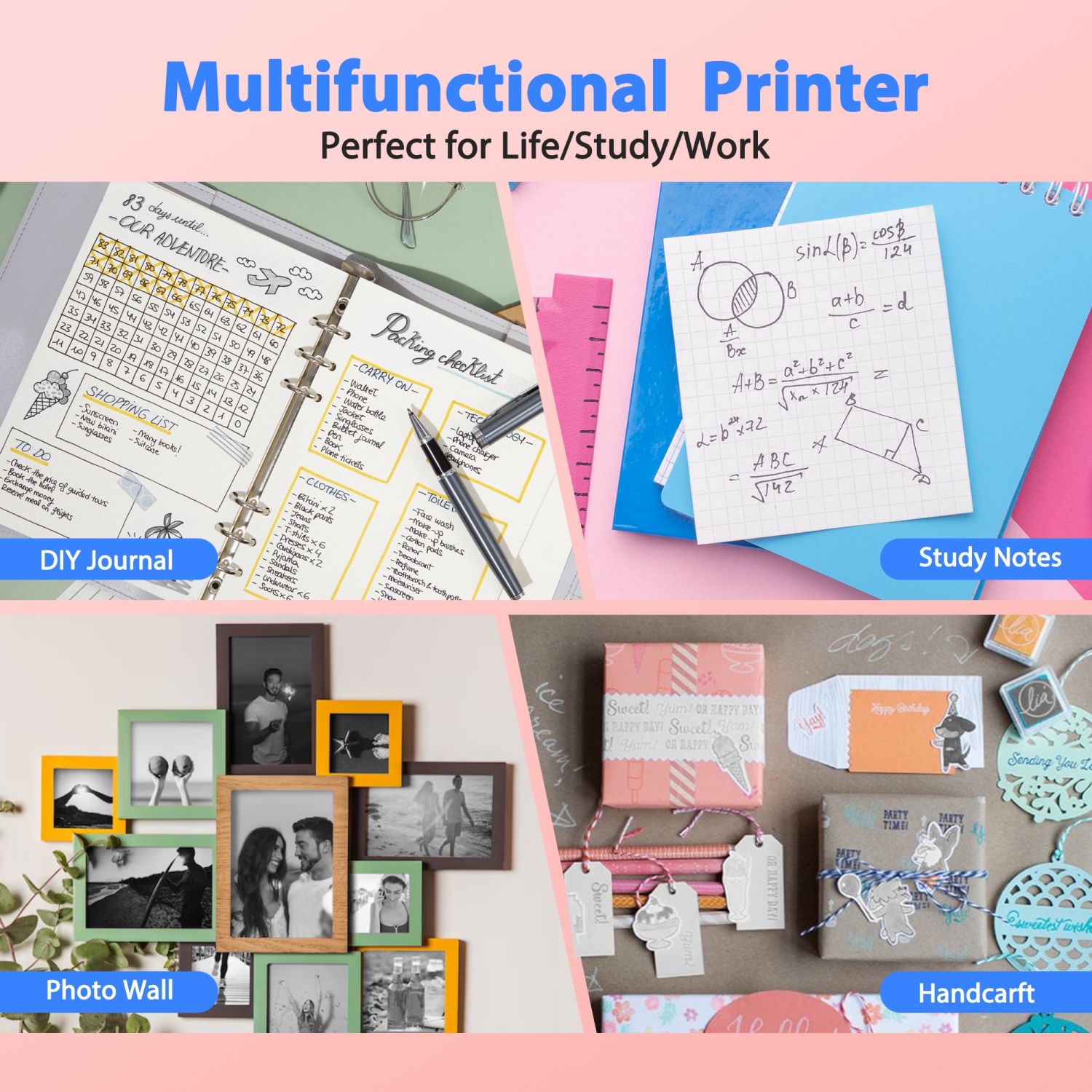 Sticker Printer, PM230 Mini Thermal Printer Bluetooth Portabel Sticker Maker with 3 Rolls of Paper, Print Pods Mini Printer with Multiple Templates