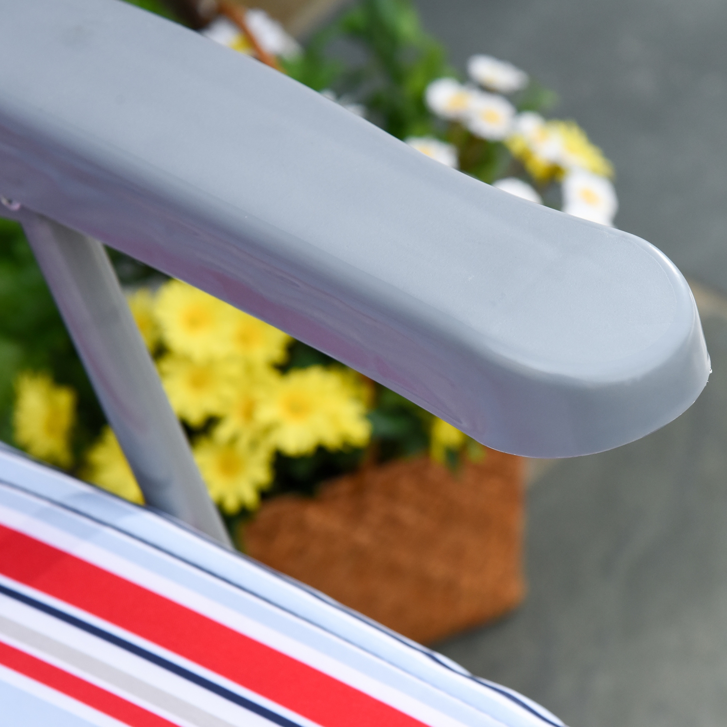 Outsunny Set of 2 Garden Sun Lounger, Outdoor Reclining Seat Cushioned Seat, Foldable Adjustable Recliner, Grey and Red