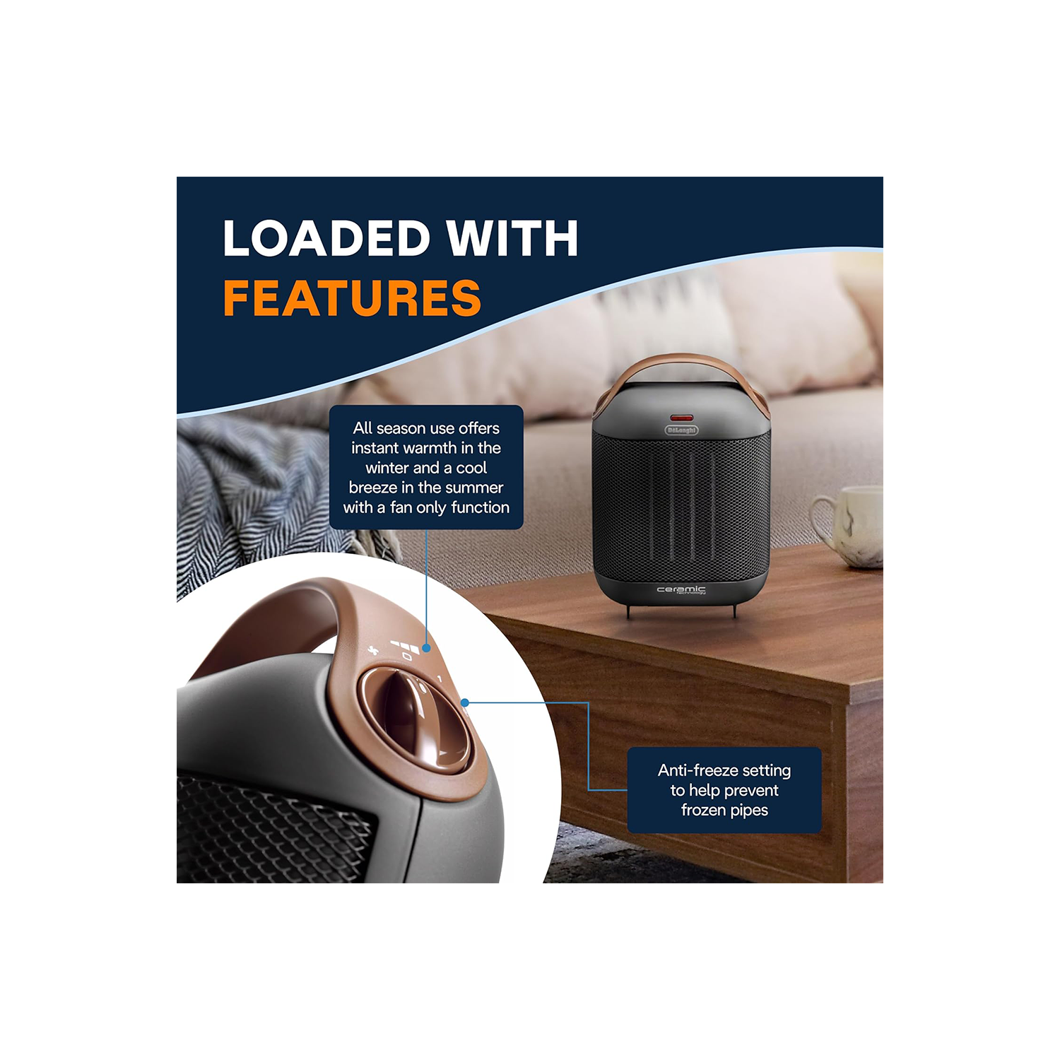 Boîte ouverte - Chaufferette à capsules de céramique HFX30C15GCA 7,5&nbsp;po de De'Longhi