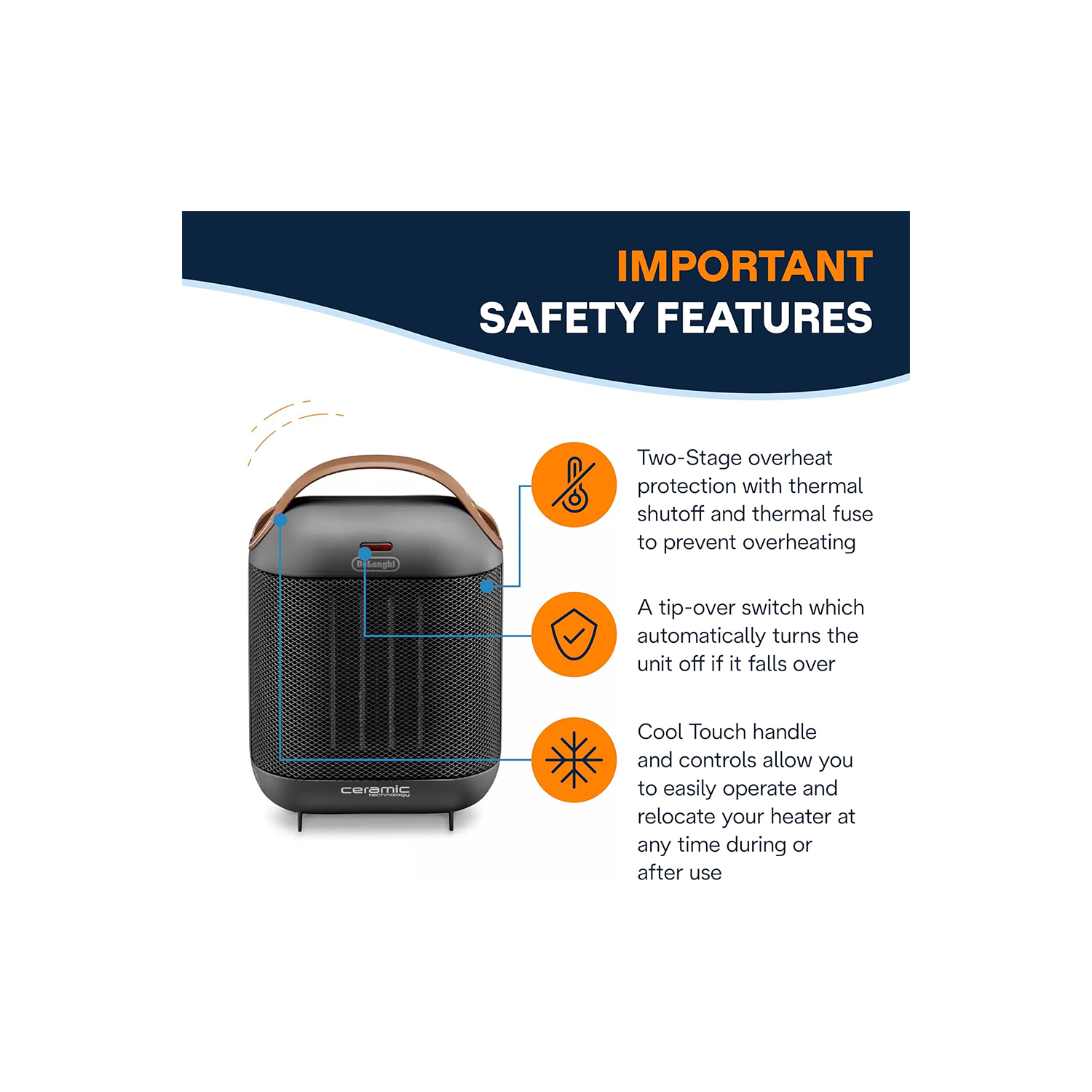 Boîte ouverte - Chaufferette à capsules de céramique HFX30C15GCA 7,5&nbsp;po de De'Longhi