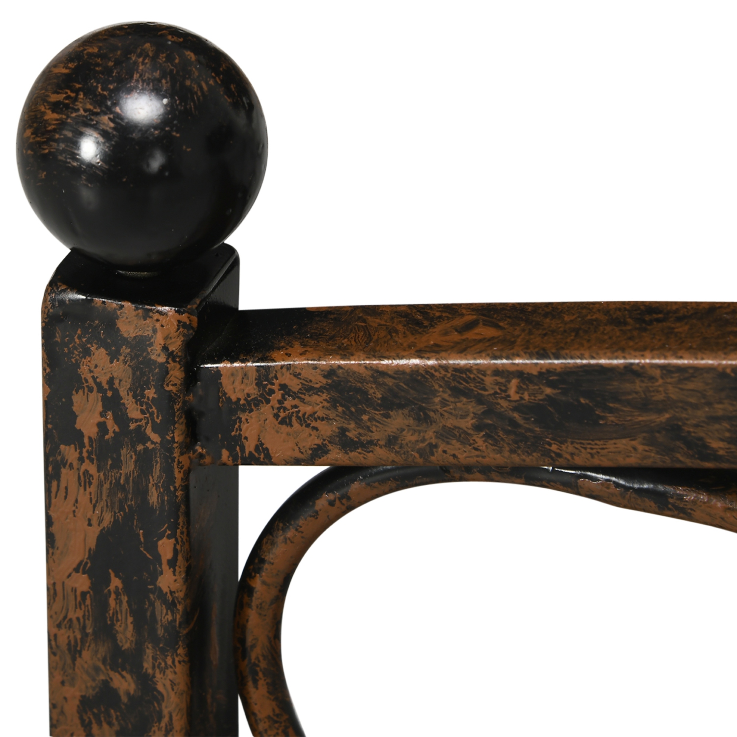 Pont de jardin en arche en métal Outsunny de 3,3 pi avec rails latéraux de sécurité, pont-pied décoratif, volutes florales délicates pour ruisseau,