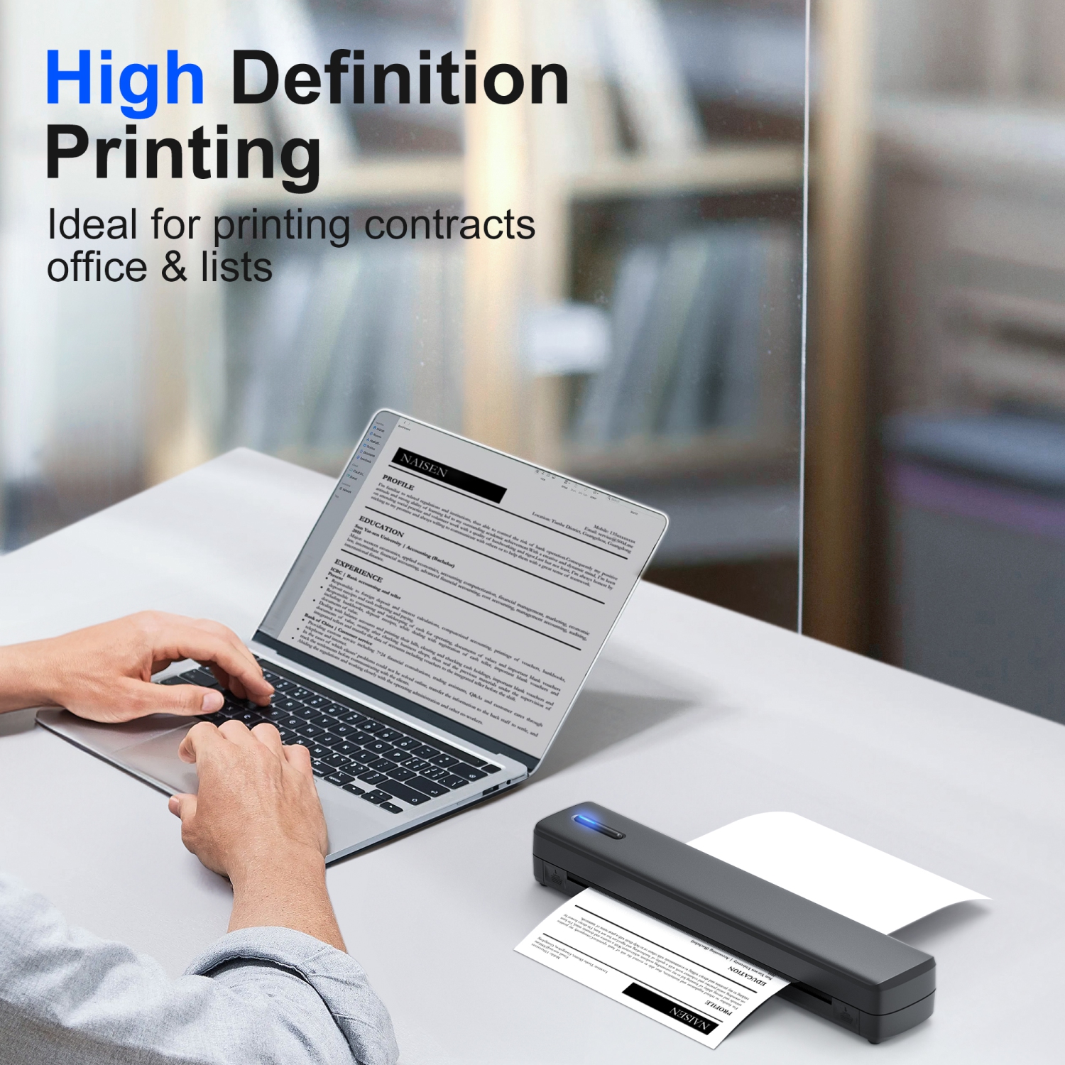 POLONO Portable Printer Wireless for Travel, D810 Bluethooth Thermal Printer Support 8.5"x11" US Letter, Inkless Printer Compatible with iOS,