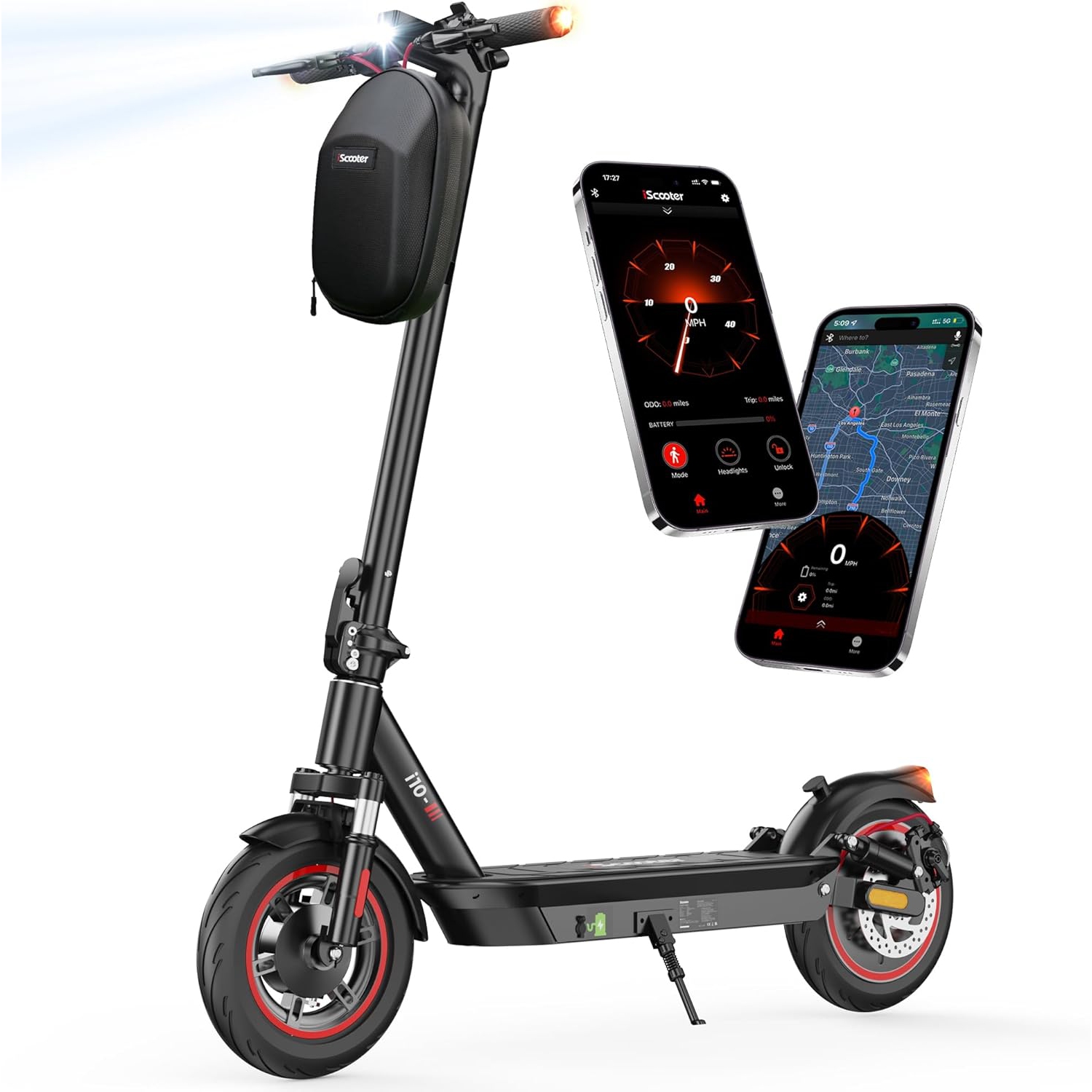 iScooter i10 Foldable Commuting Electric Scooter for Adults - Black