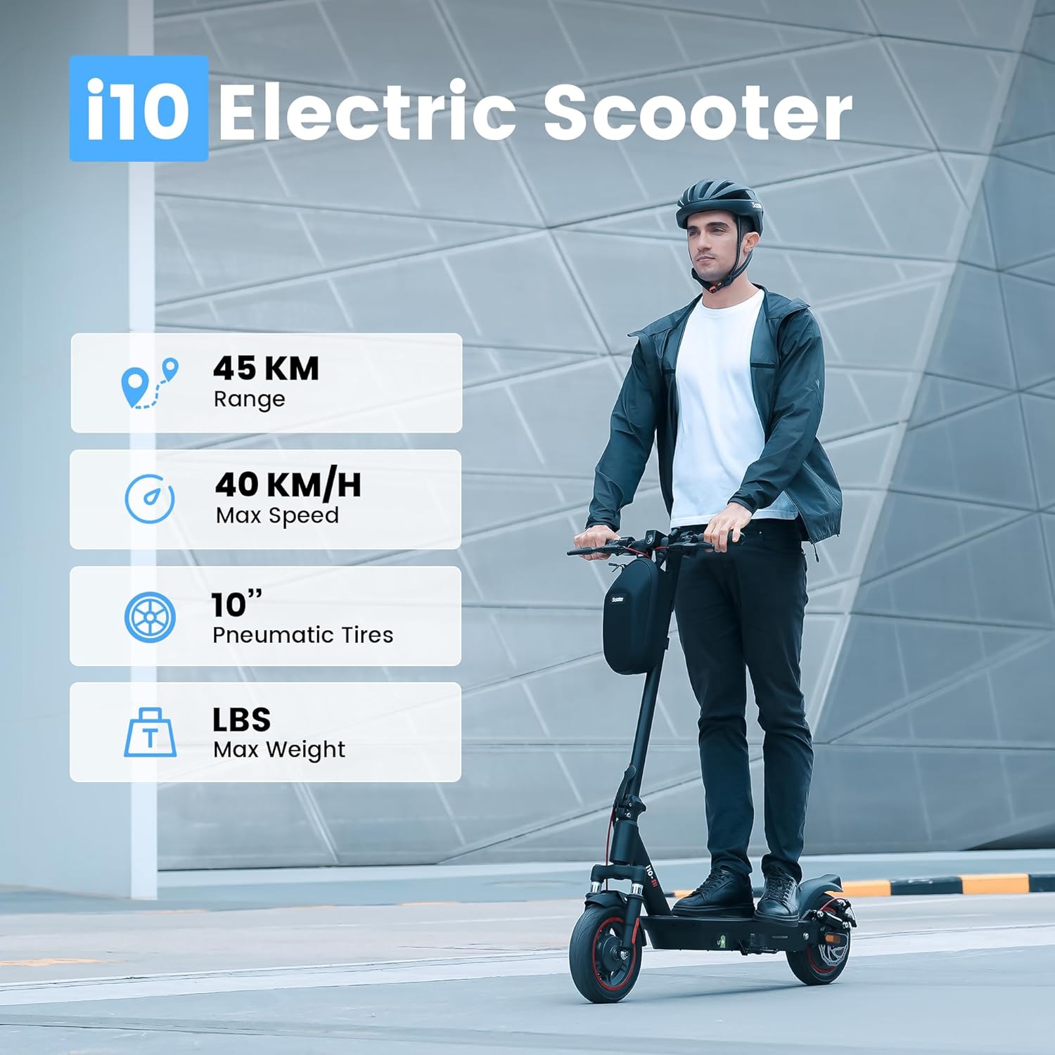 iScooter i10 Foldable Commuting Electric Scooter for Adults - Black