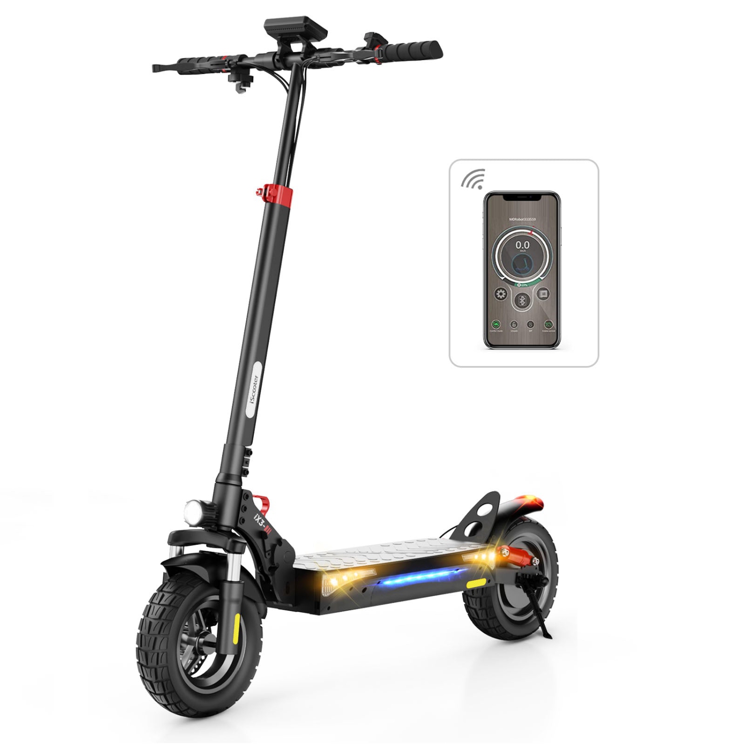 Trottinette électrique tout-terrain pliable iX3 d'iScooter pour adultes - Noir