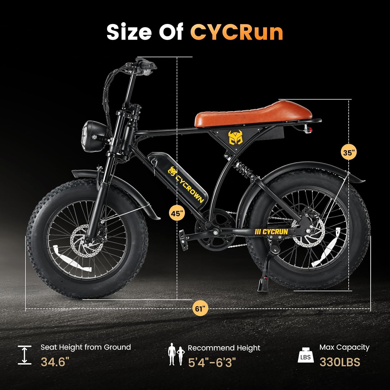 CYCROWN Cycrun Moped Style Electric Bike for Adults - Black