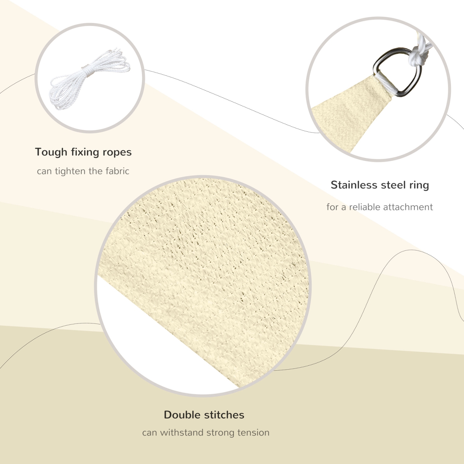 Outsunny Triangle 10' x 10' x 10' Outdoor Sun Shade Sail, Garden Cover UV Block Fabric Canopy for Patio, Yard, Deck, Cream White