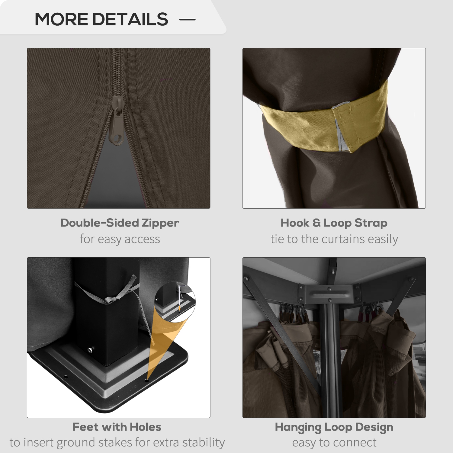 Tente d'extérieur à 2 niveaux pour abri de jardin Outsunny de 10 x 10 pi avec parois en filet à fermeture à glissière, cadre en aluminium pour patio,