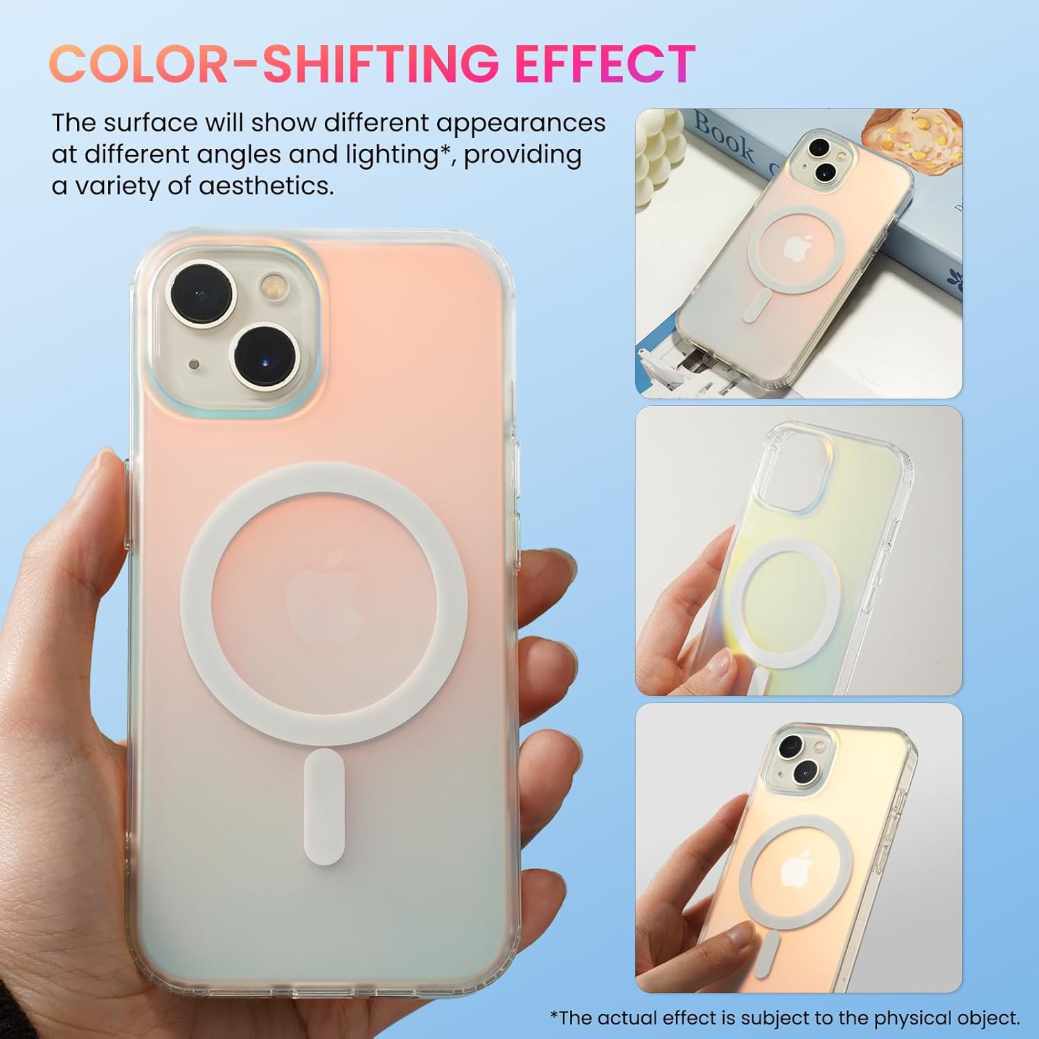 ORNARTO Magnetic Case for iPhone 13 / iPhone 14 Compatible with MagSafe,Holographic Iridescent Cover,Shockproof Protective Rainbow Phone Case