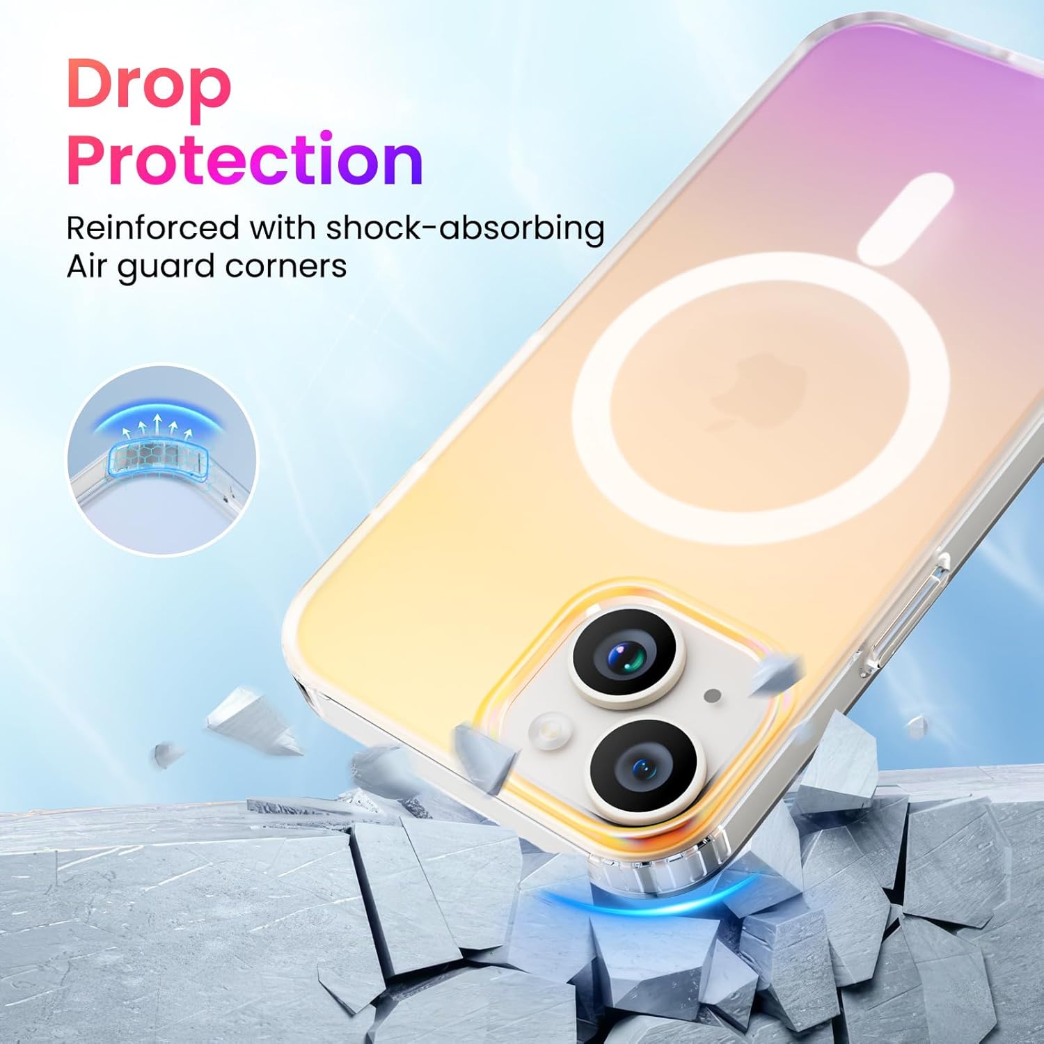 ORNARTO Magnetic Case for iPhone 13 / iPhone 14 Compatible with MagSafe,Holographic Iridescent Cover,Shockproof Protective Rainbow Phone Case