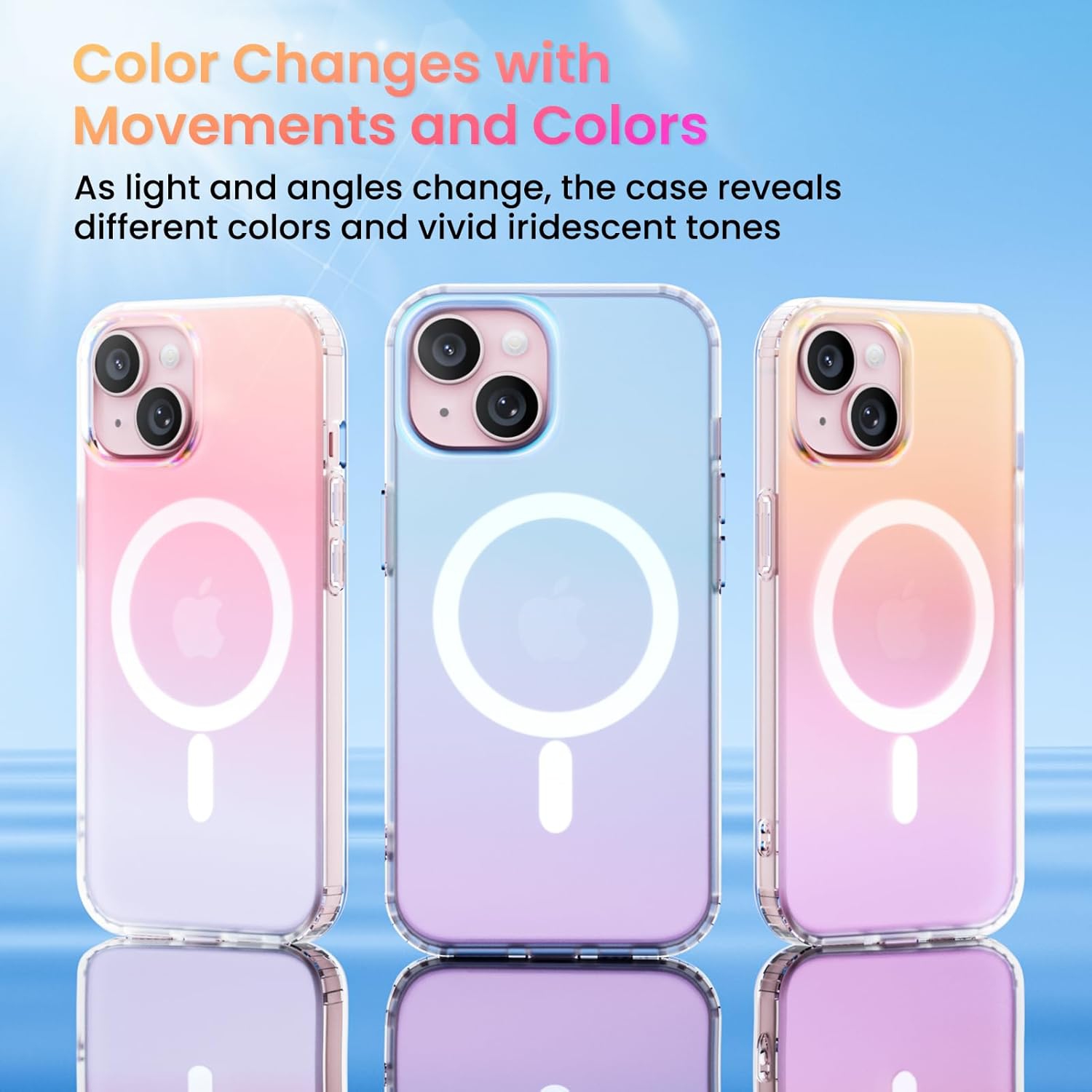 ORNARTO Compatible with iPhone 15 for Magnetic Case,Shockproof Protective Rainbow Case,Wireless Charging Magnetic Phone Cases 6.1 inch-Red