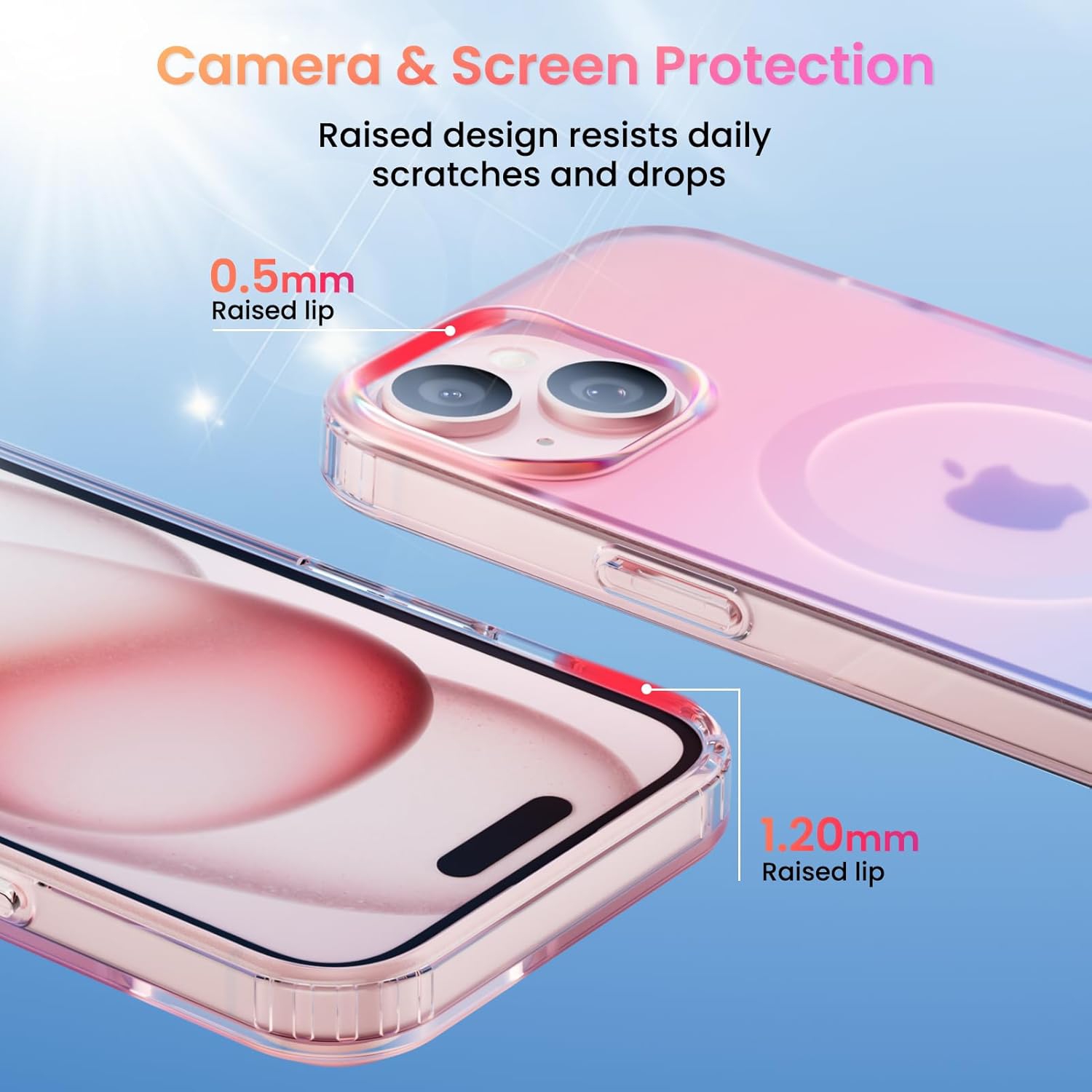 ORNARTO Compatible with iPhone 15 for Magnetic Case,Shockproof Protective Rainbow Case,Wireless Charging Magnetic Phone Cases 6.1 inch-Red