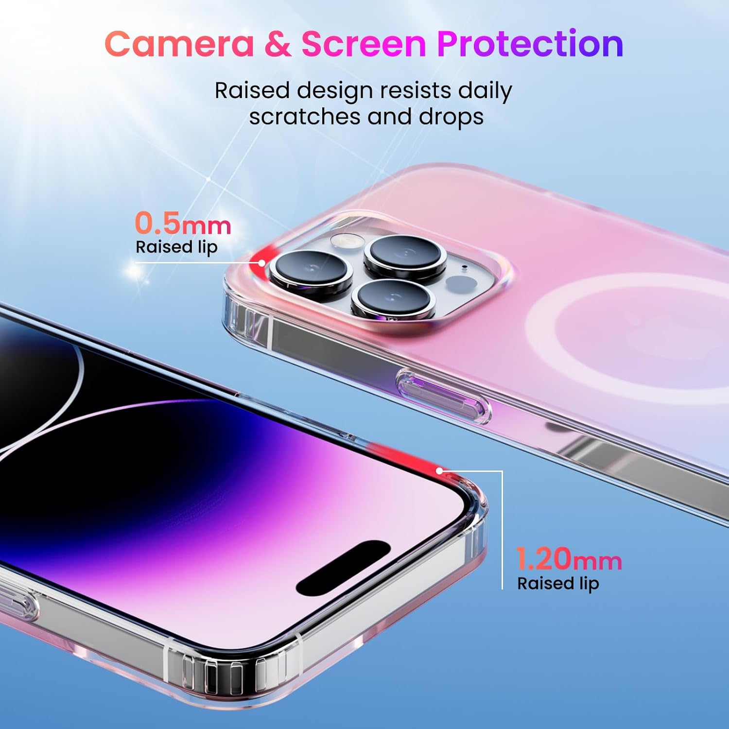 ORNARTO Magnetic Case for iPhone 14 Pro Max Compatible with MagSafe,Holographic Iridescent Cover,Shockproof Protective Rainbow Phone Case Magnetic