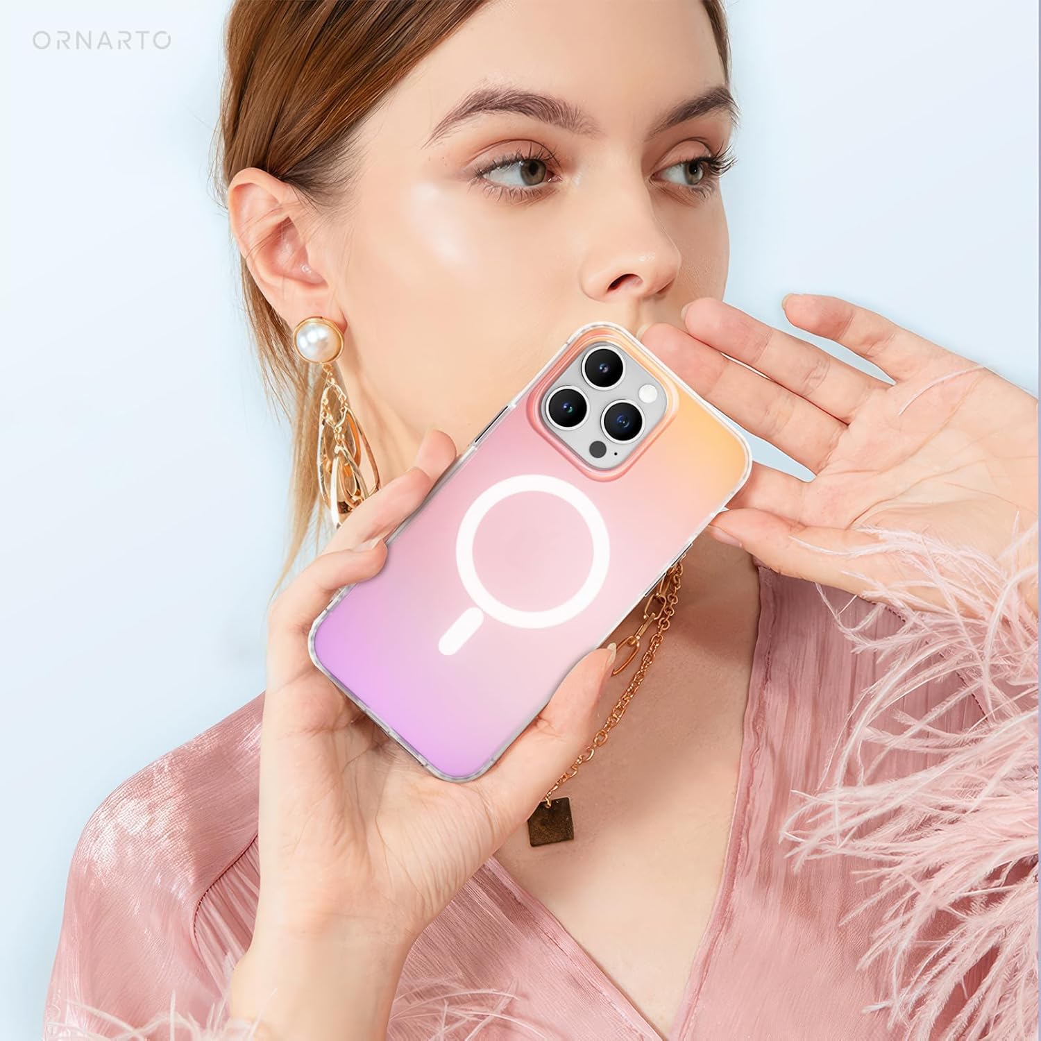 ORNARTO Magnetic Case for iPhone 14 Pro Max Compatible with MagSafe,Holographic Iridescent Cover,Shockproof Protective Rainbow Phone Case Magnetic