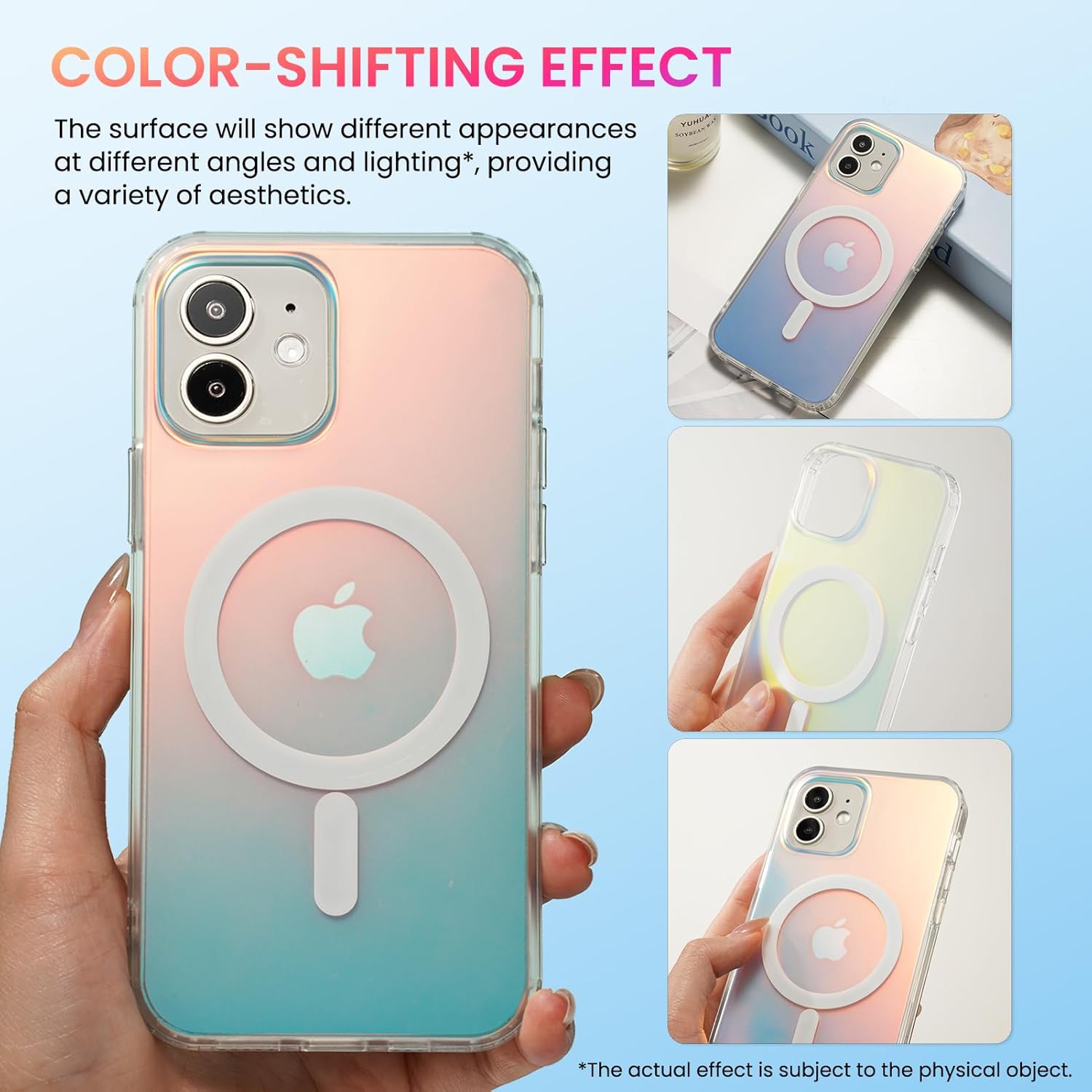 ORNARTO Magnetic Case for iPhone 12 iPhone 12 Pro Compatible with MagSafe,Holographic Iridescent Cover,Shockproof Protective Rainbow Phone Case
