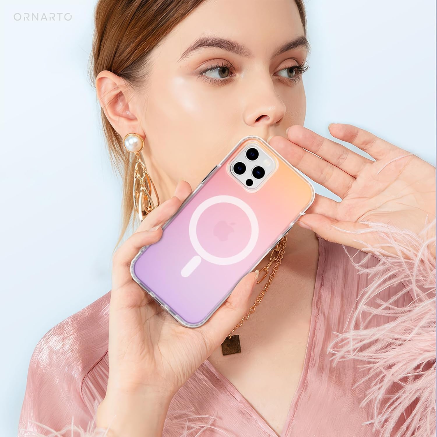 ORNARTO Magnetic Case for iPhone 11 Compatible with MagSafe,Holographic Iridescent Cover,Shockproof Protective Rainbow Phone Case Magnetic for iPhone