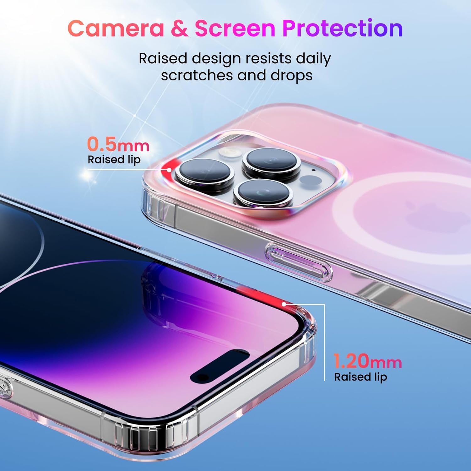 ORNARTO Magnetic Case for iPhone 14 Pro Compatible with MagSafe,Holographic Iridescent Cover,Shockproof Protective Rainbow Phone Case Magnetic for