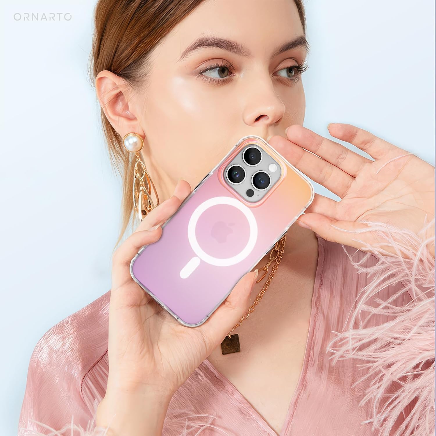 ORNARTO Magnetic Case for iPhone 14 Pro Compatible with MagSafe,Holographic Iridescent Cover,Shockproof Protective Rainbow Phone Case Magnetic for