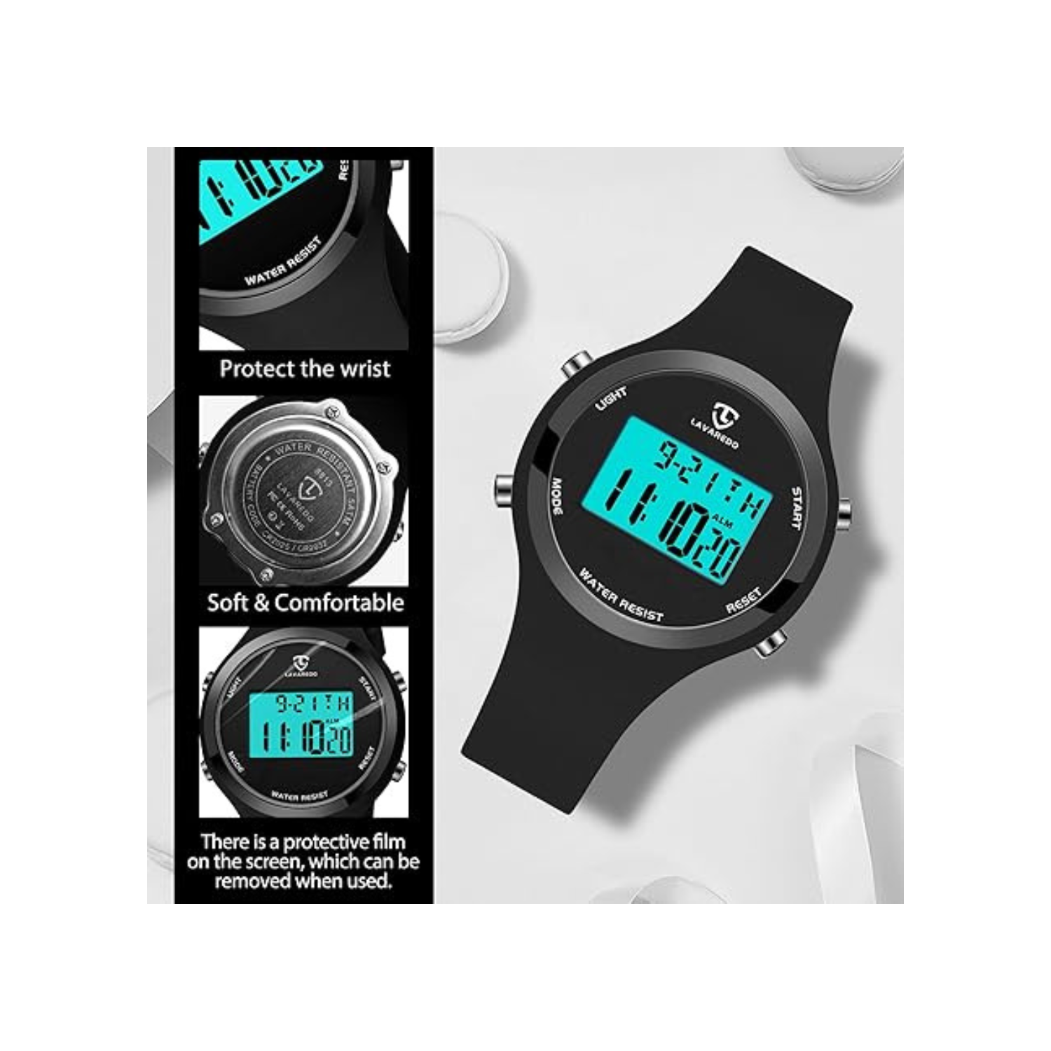 Womens Watch, Digital Watches for Women Female Wrist Watch Sport Chronograph Resin Matte Strap Women's Watch Easy Read Montre Femme