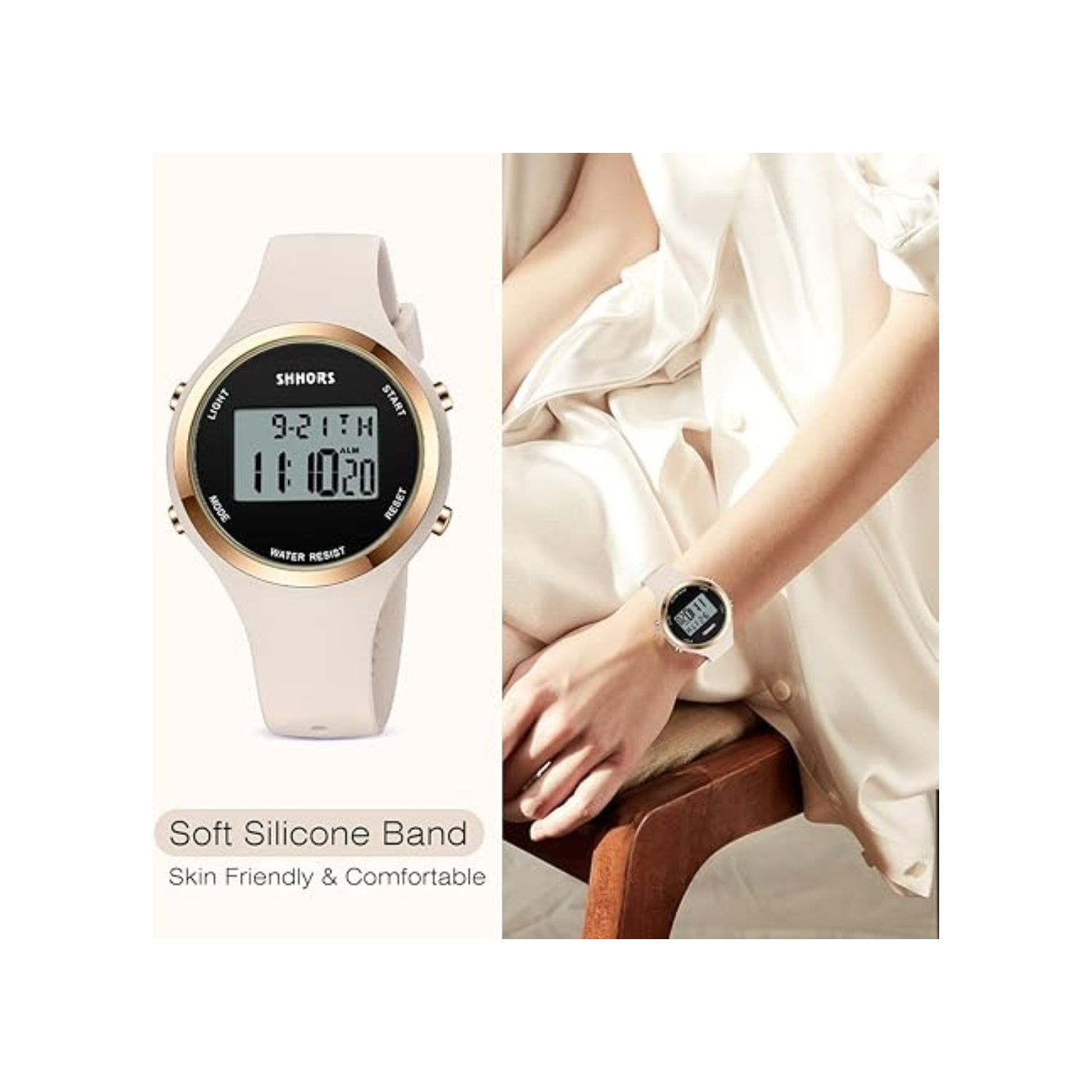 Womens Watch, Digital Watches for Women Female Wrist Watch Sport Chronograph Resin Matte Strap Women's Watch Easy Read Montre Femme