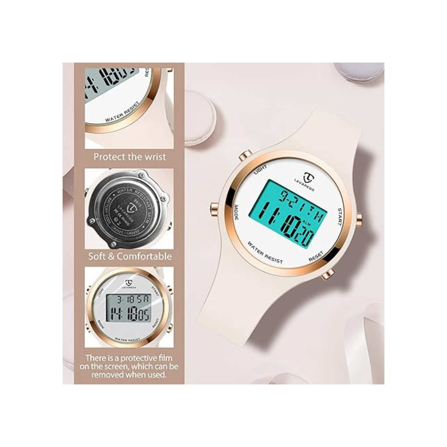 Womens Watch, Digital Watches for Women Female Wrist Watch Sport Chronograph Resin Matte Strap Women's Watch Easy Read Montre Femme