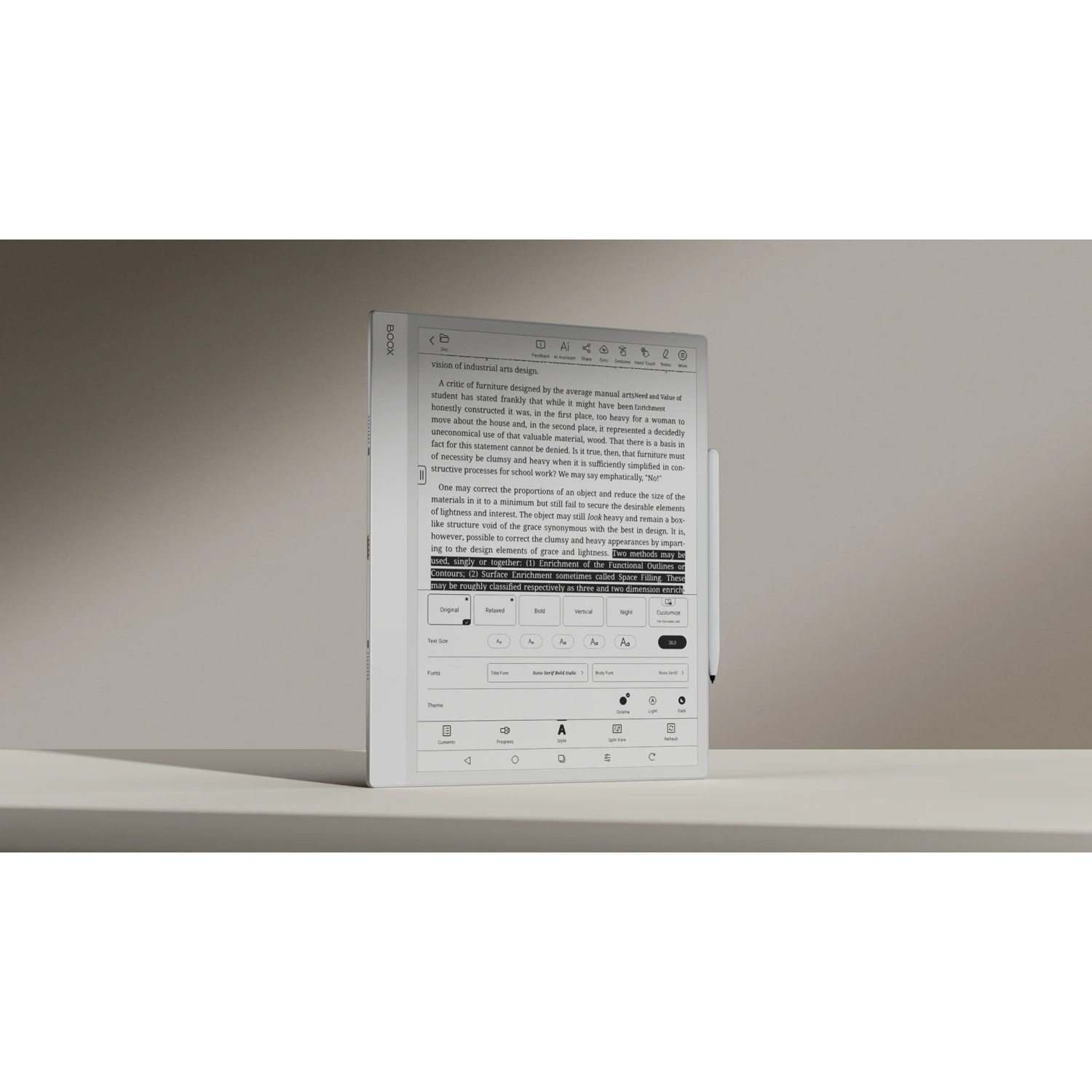 BOOX Note MAX :13.3-inch Monochrome E-ink tablet | 300 ppi 6G 128 G Storage | Stylus and Note-taking | No Front light