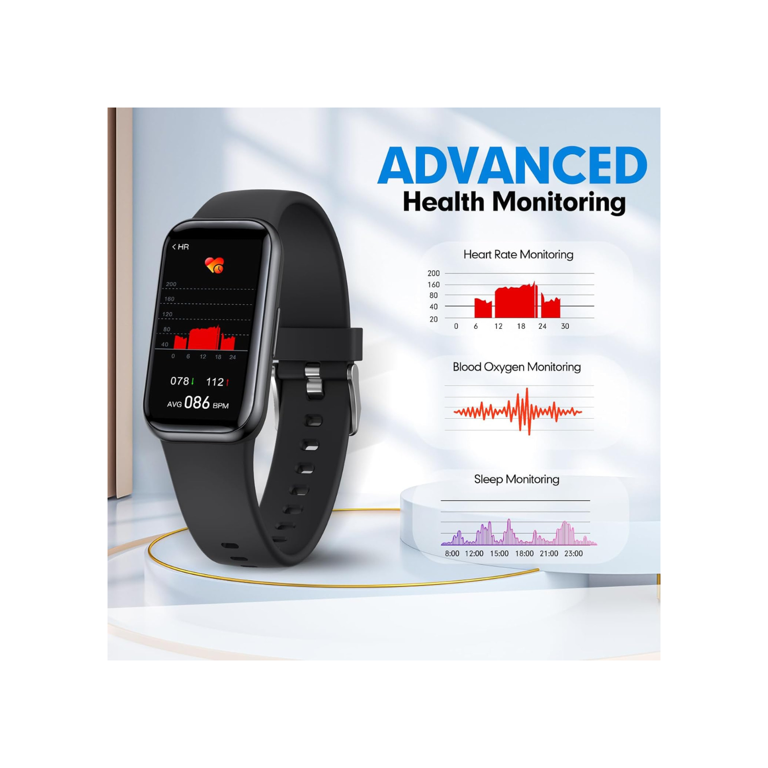 Fitness Tracker Watch,Fitness Watch Waterproof Activity Tracker Step Tracker with HeartRate Monitor Blood Oxygen Monitor and Sleep Monitor Compatible