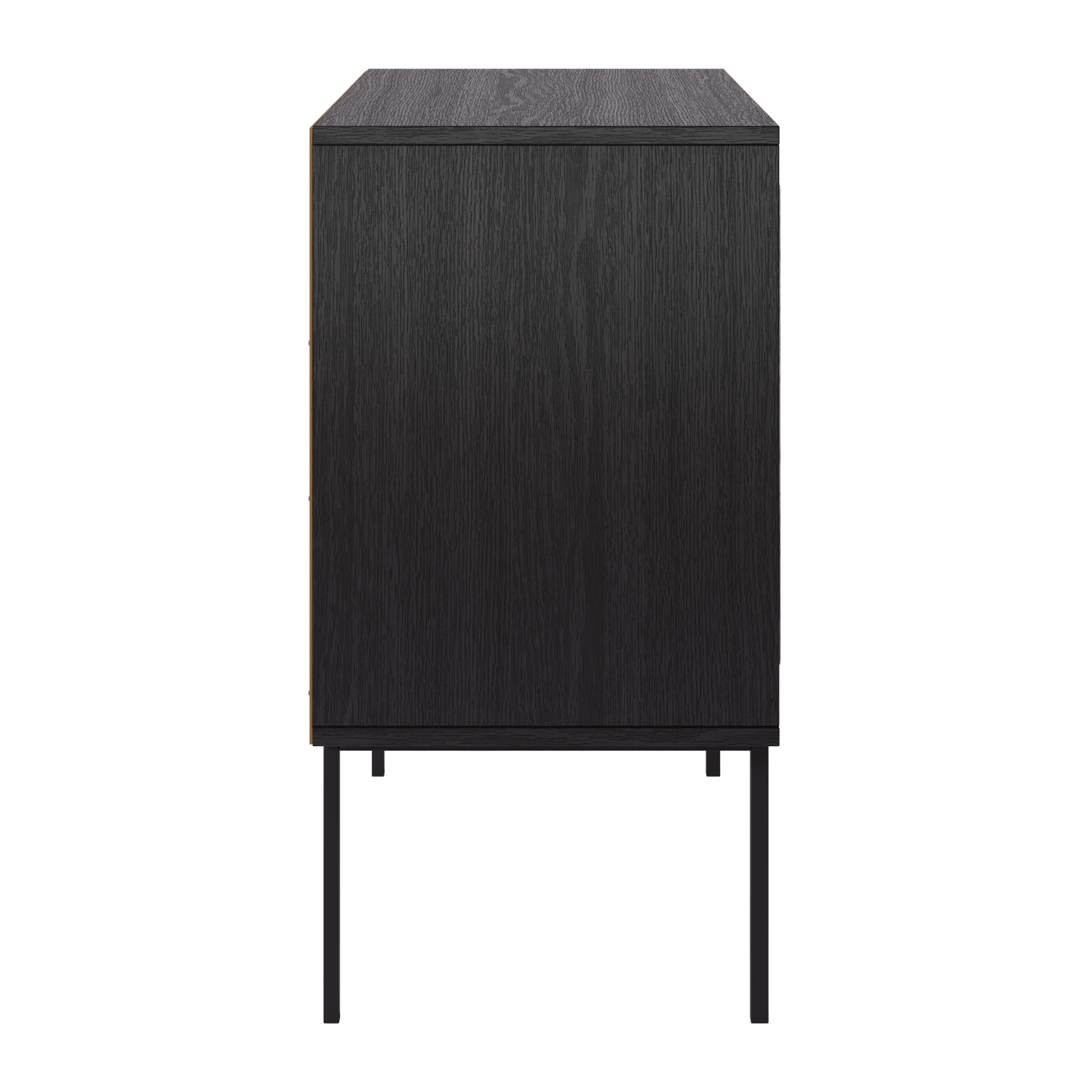 Corliving Emmett 2-Door Compact Sideboard Buffet Accent Cabinet for Small Spaces, Storage, Dining Room, Entryway in Black/Light Wood