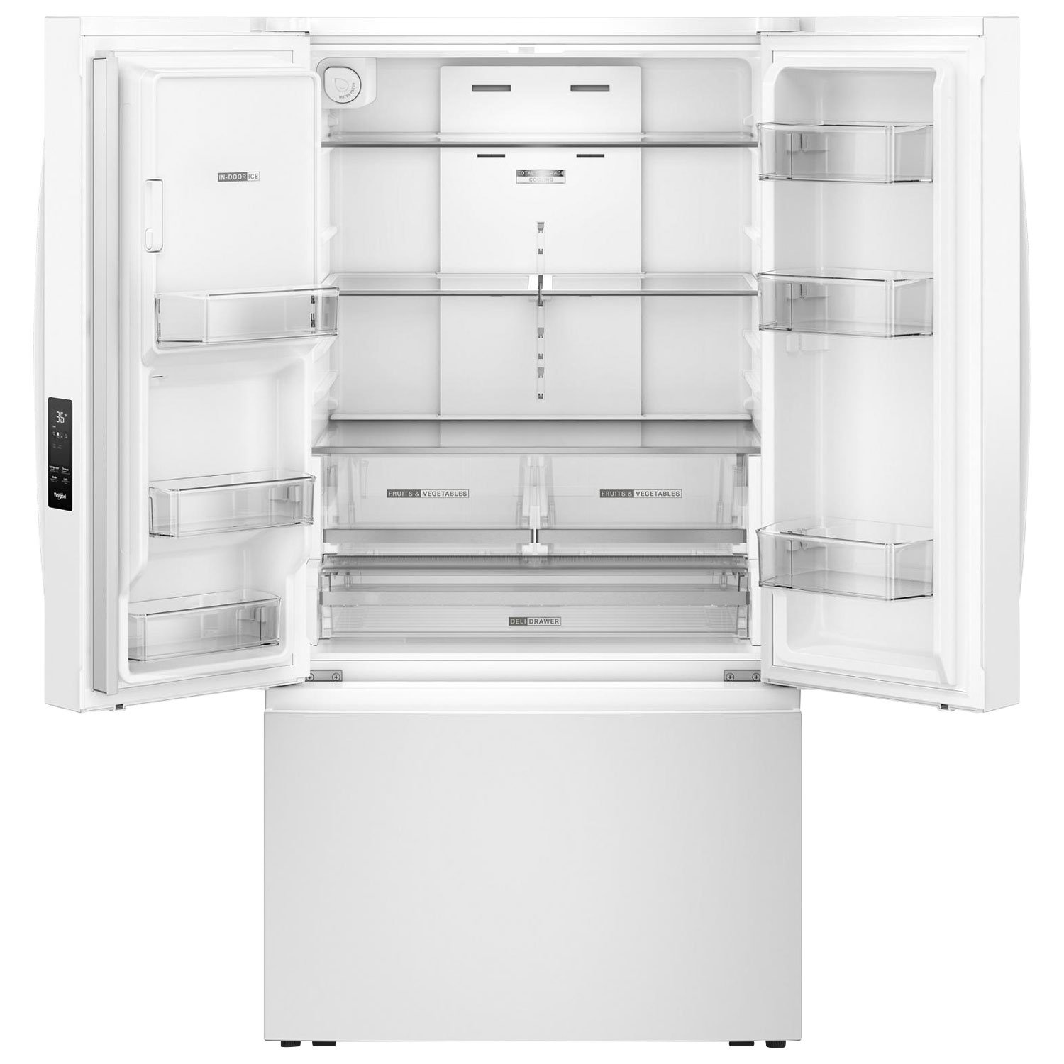 Whirlpool 36" 29.58 Cu. Ft. French Door Refrigerator with Water & Ice Dispenser - White