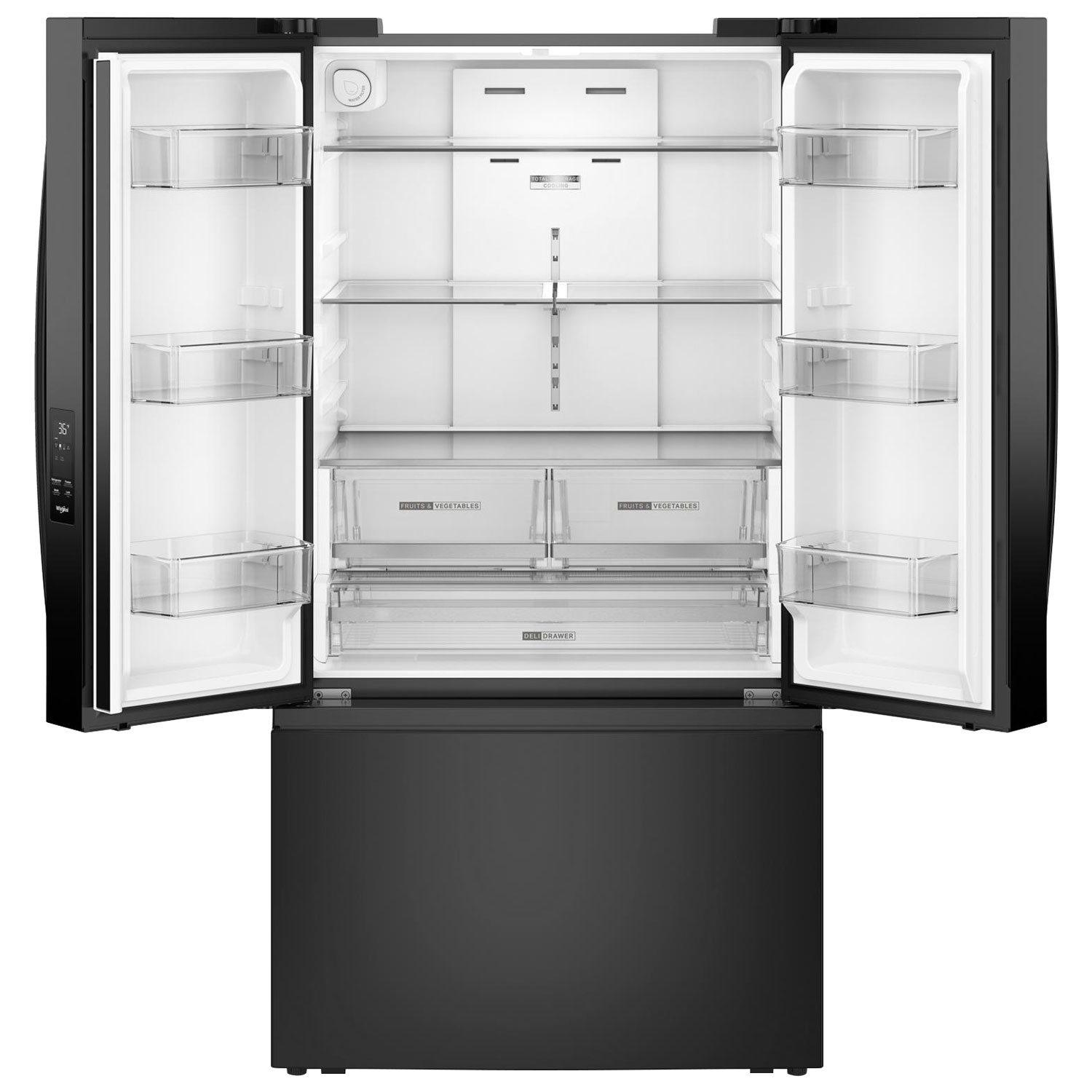 Whirlpool 36" 30.52 Cu. Ft. French Door Refrigerator with Water Dispenser - Black