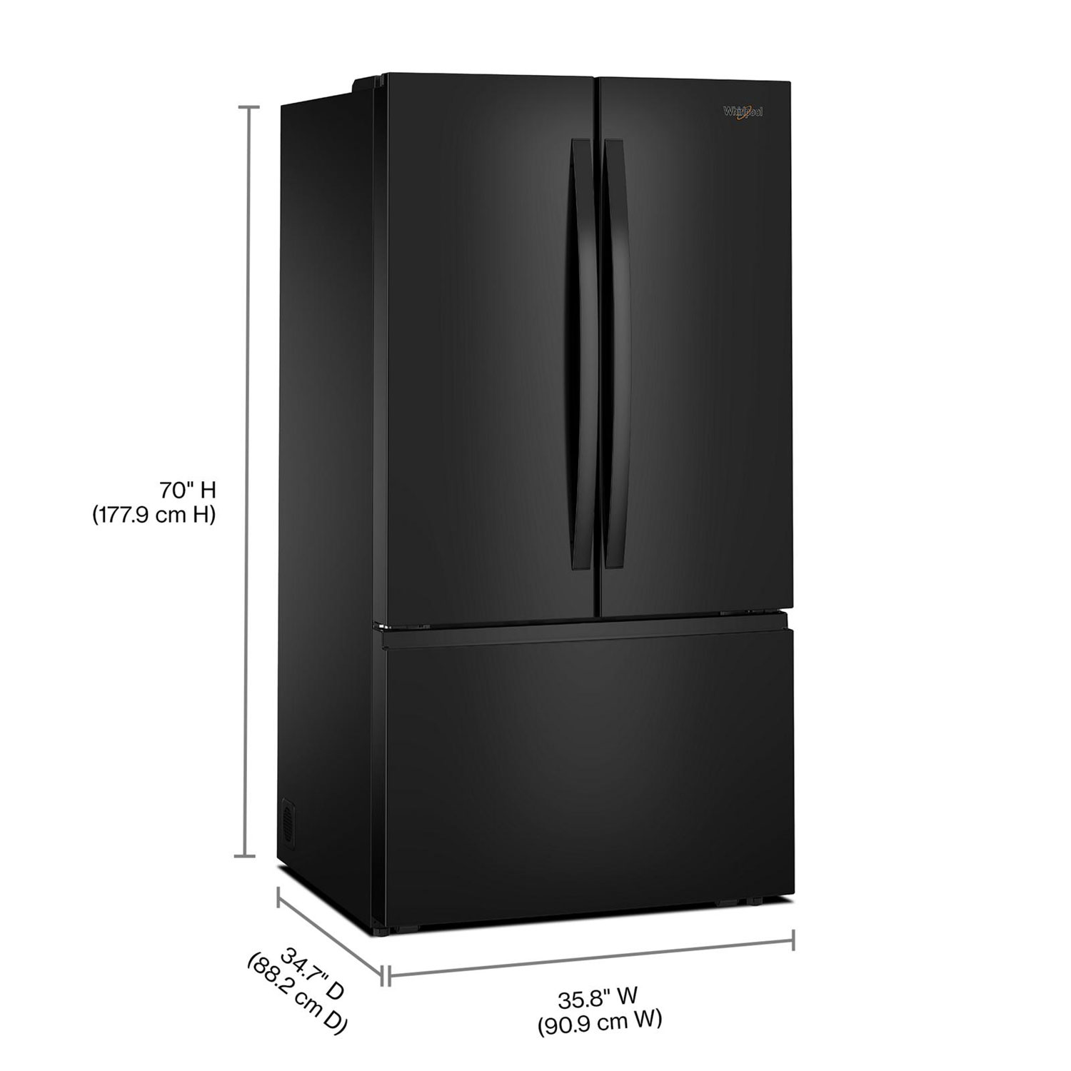 Whirlpool 36" 30.52 Cu. Ft. French Door Refrigerator with Water Dispenser - Black
