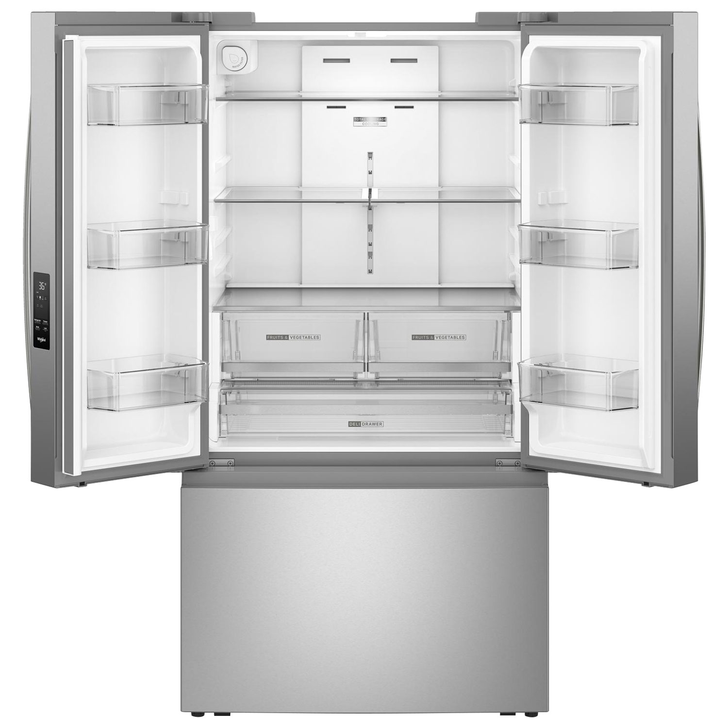 Whirlpool 36" 30.52 Cu. Ft. French Door Refrigerator with Water Dispenser - Stainless Steel