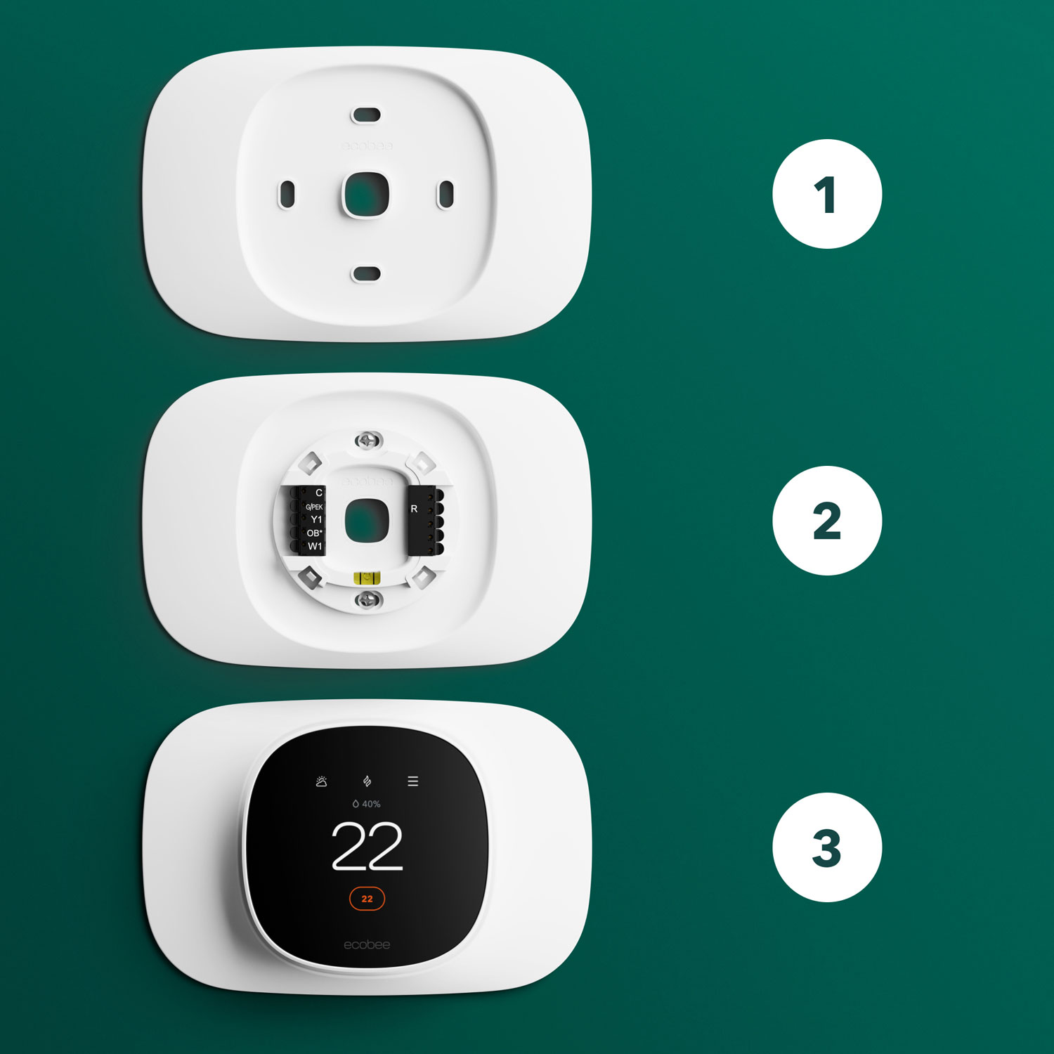 Plaque de finition pour thermostat intelligent Essential d'ecobee - Blanc