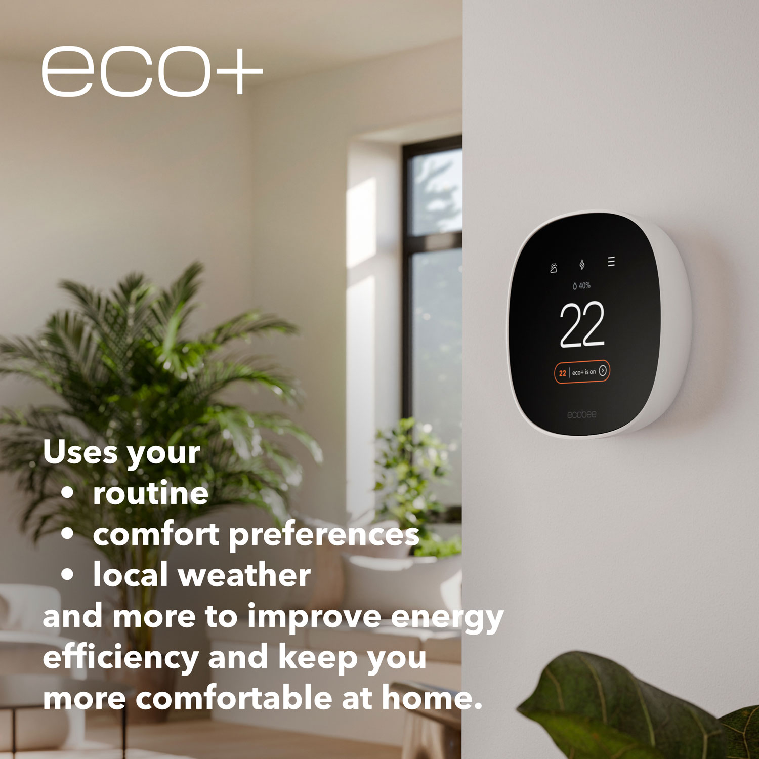Thermostat intelligent Wi-Fi Essential d'ecobee - Blanc
