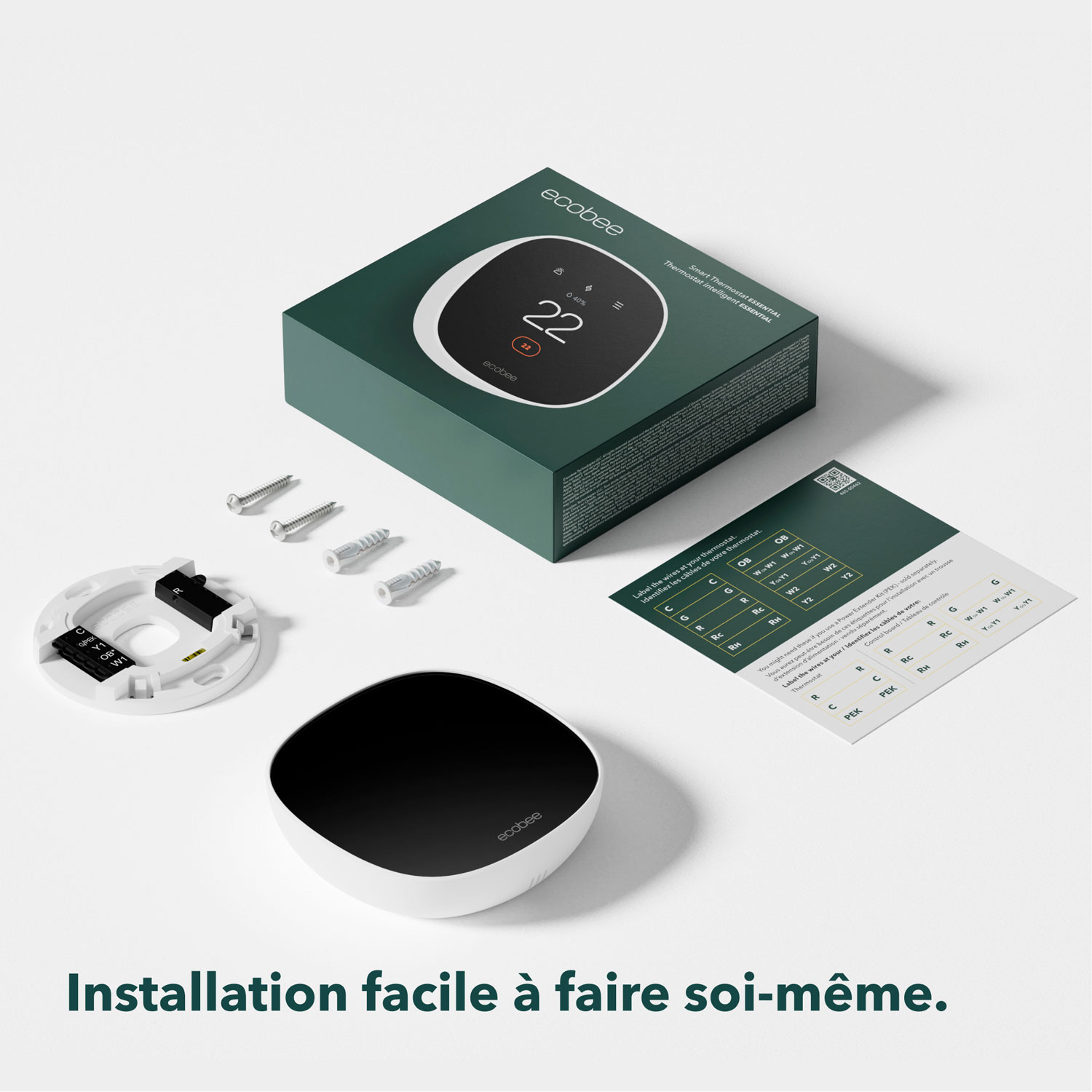 Thermostat intelligent Wi-Fi Essential d'ecobee - Blanc